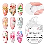 Makartt 3D Gel Nail Art: Clear Solid Builder Nail Gel 4 in 1 Non-sticky for Extension UV Glue for Acrylic Nails Rhinestones 3D sculpting Hard Gels UV/LED Lamp Required 15ml
