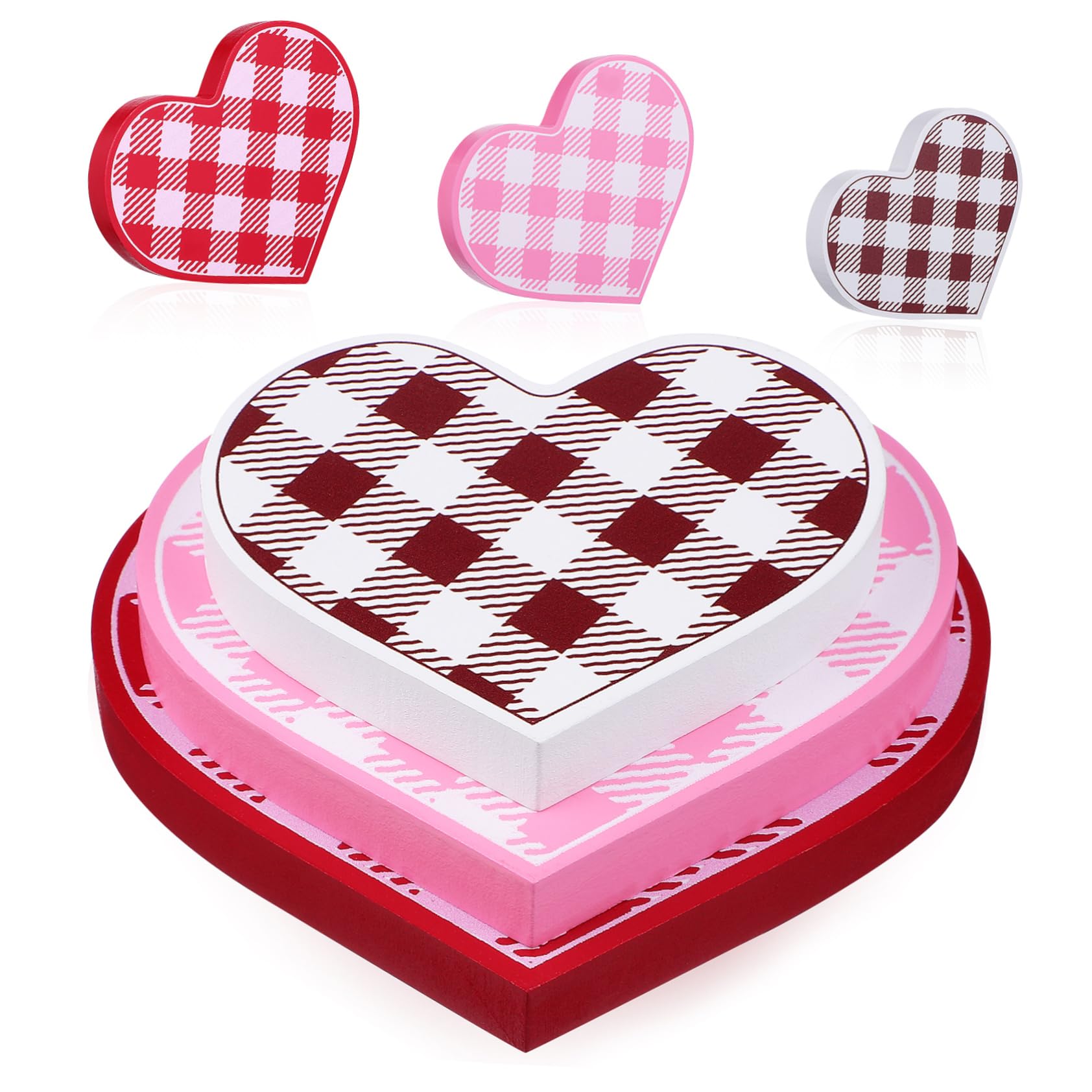 SOIMISS 6pezzi Decorazioni in Legno a Forma di Cuore la Festa degli Innamorati Cartelli da Tavolo Centrotavola da Fattoria Decorazioni per Casa Tavola