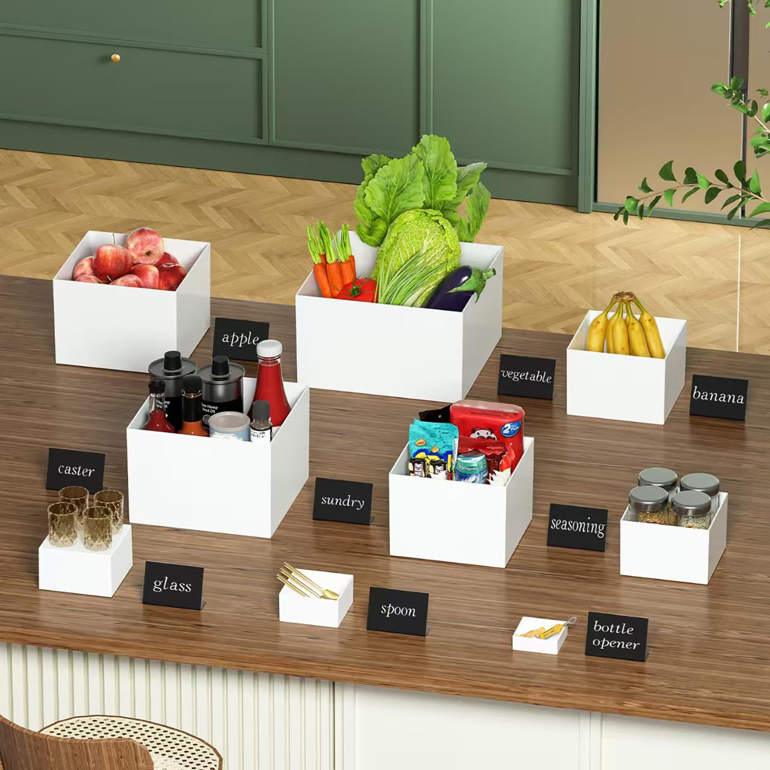 8 Pz Alzate di Display in Acrilico, Espositore da Buffet per Aperitivo, 3" -10" Supporto Cubico Annidabile Bianco per Torte, Dessert, Gioielli, Alzatine per Allestimenti