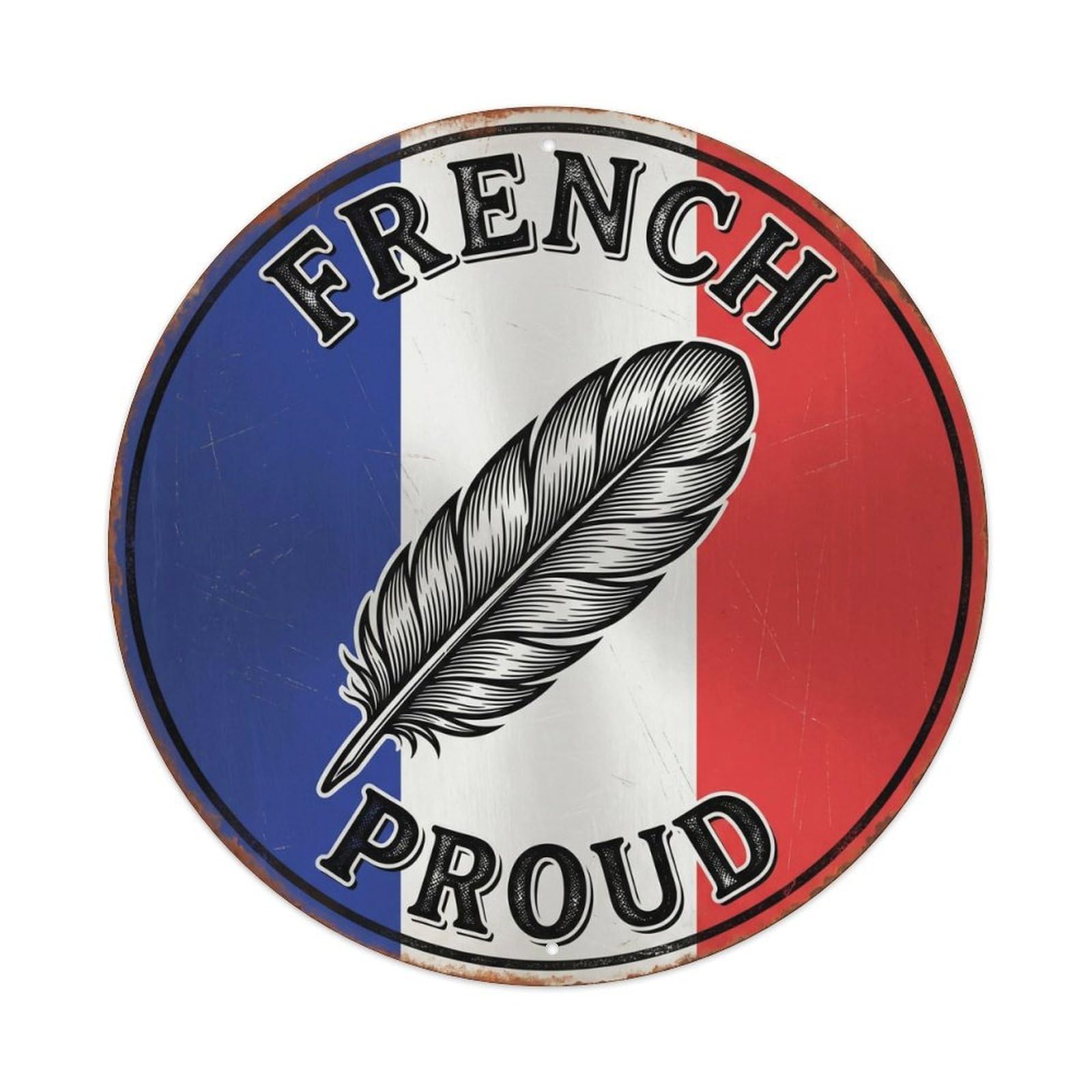 Olhnbad Style French Proud Feather Vintage Object Heritage Emblem Metal Tin Sign