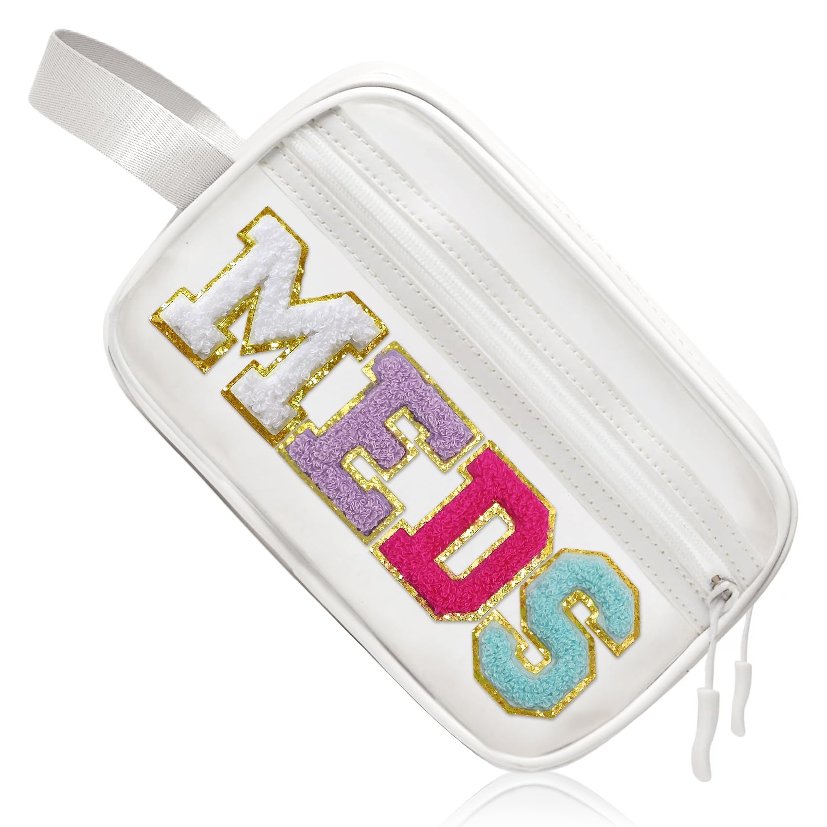 COSHAYSOO Clear MEDS Bag Travel Medicine Zipper Pouch Small Medication Drug Pills Storage Case Preppy Cute Cruise Air