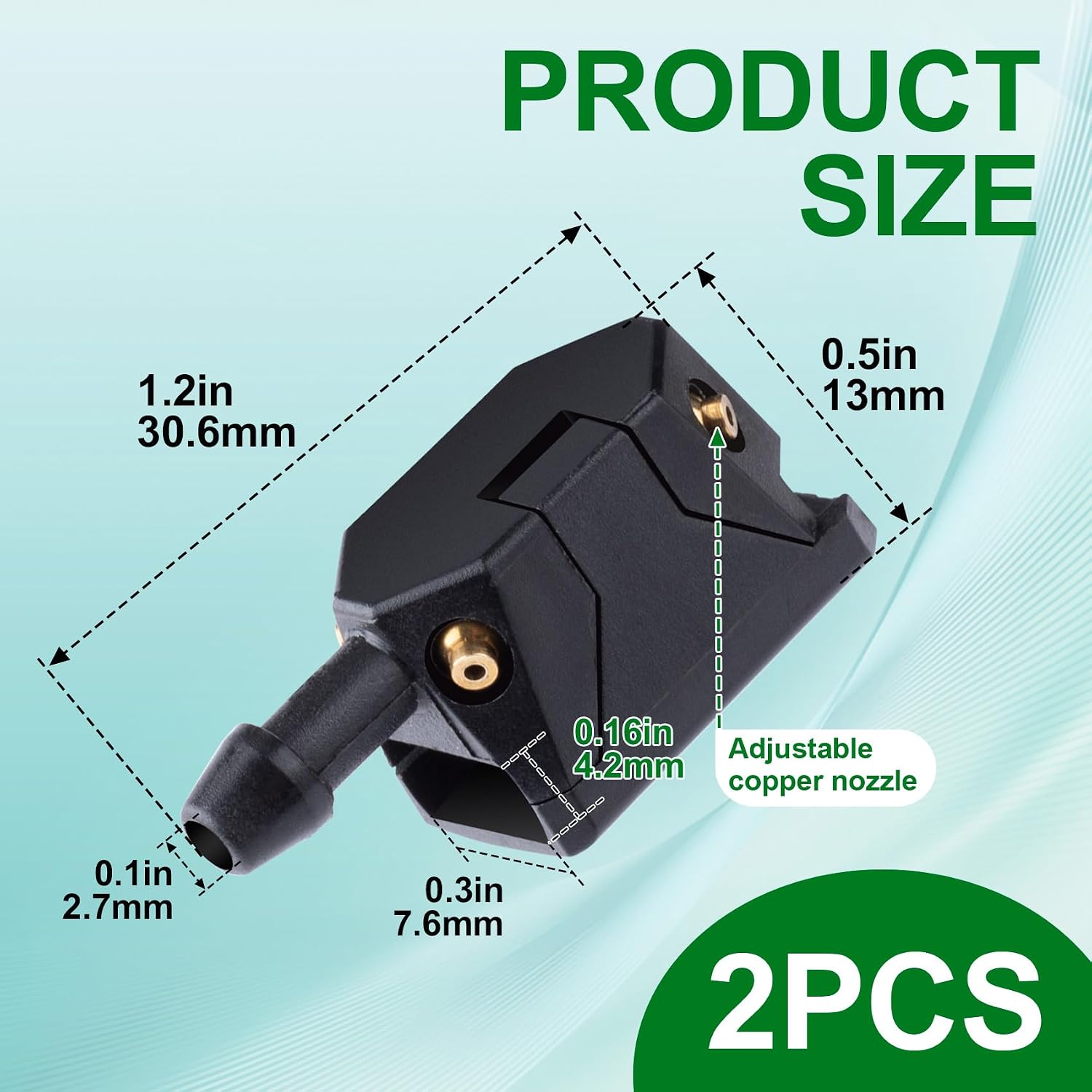 2pcs Front Windshield Washer Nozzles, 4-way Adjustable Windshield Washer Wiper, Universal Car Front Wiper Sprayer Arm Nozzles Replacement for Cars Trucks Vehicle Accessories - Black
