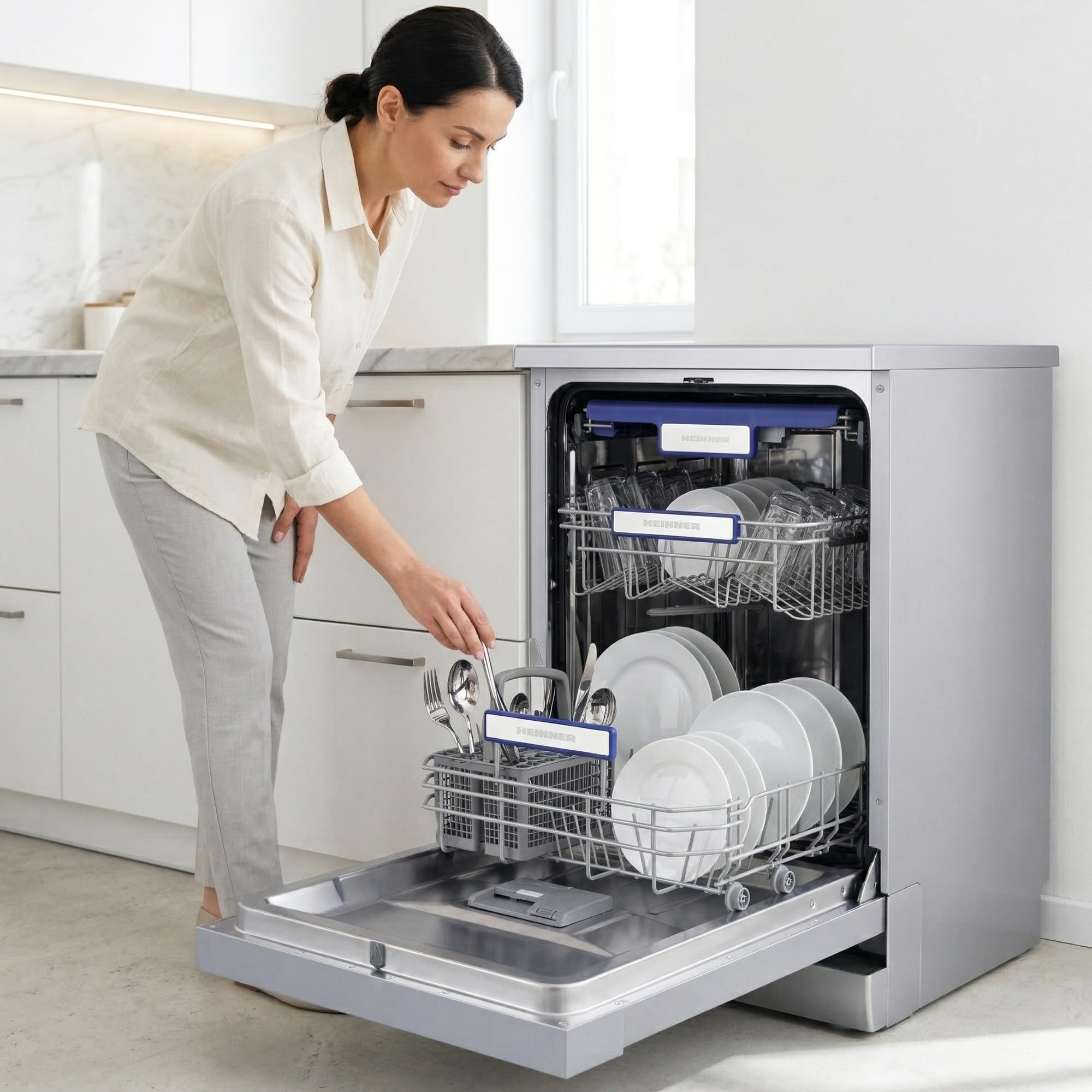 Geschirrspüler 45 cm freistehend, 10 Maßgedecke, 7 Programme inkl. ECO & Auto-Türöffnung, Startzeitvorwahl 1-24h, Kindersicherung, Energieklasse D, Anthrazit, HDW-FSM45710AXD+++