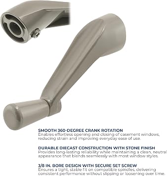 Prime-Line H 3966 Spline Socket Crank Handle, Stone, Smooth 360-Degree Operation (Single Pack) | Smooth 360-Degree Operation, Single Pack
