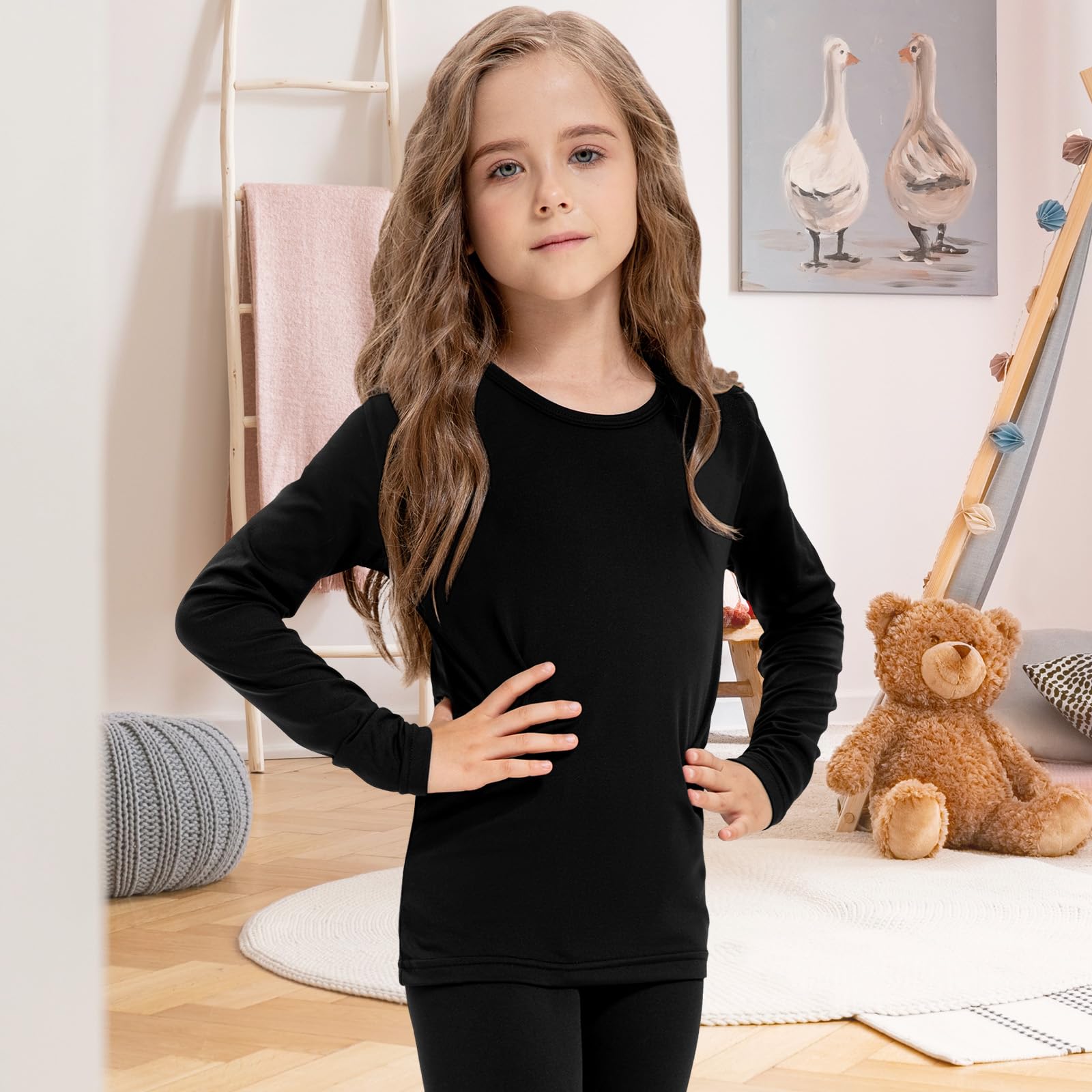 Silkfly 3 camisetas térmicas para niñas y niños, camiseta interior de manga larga con forro polar y capa base, ropa interior juvenil para invierno