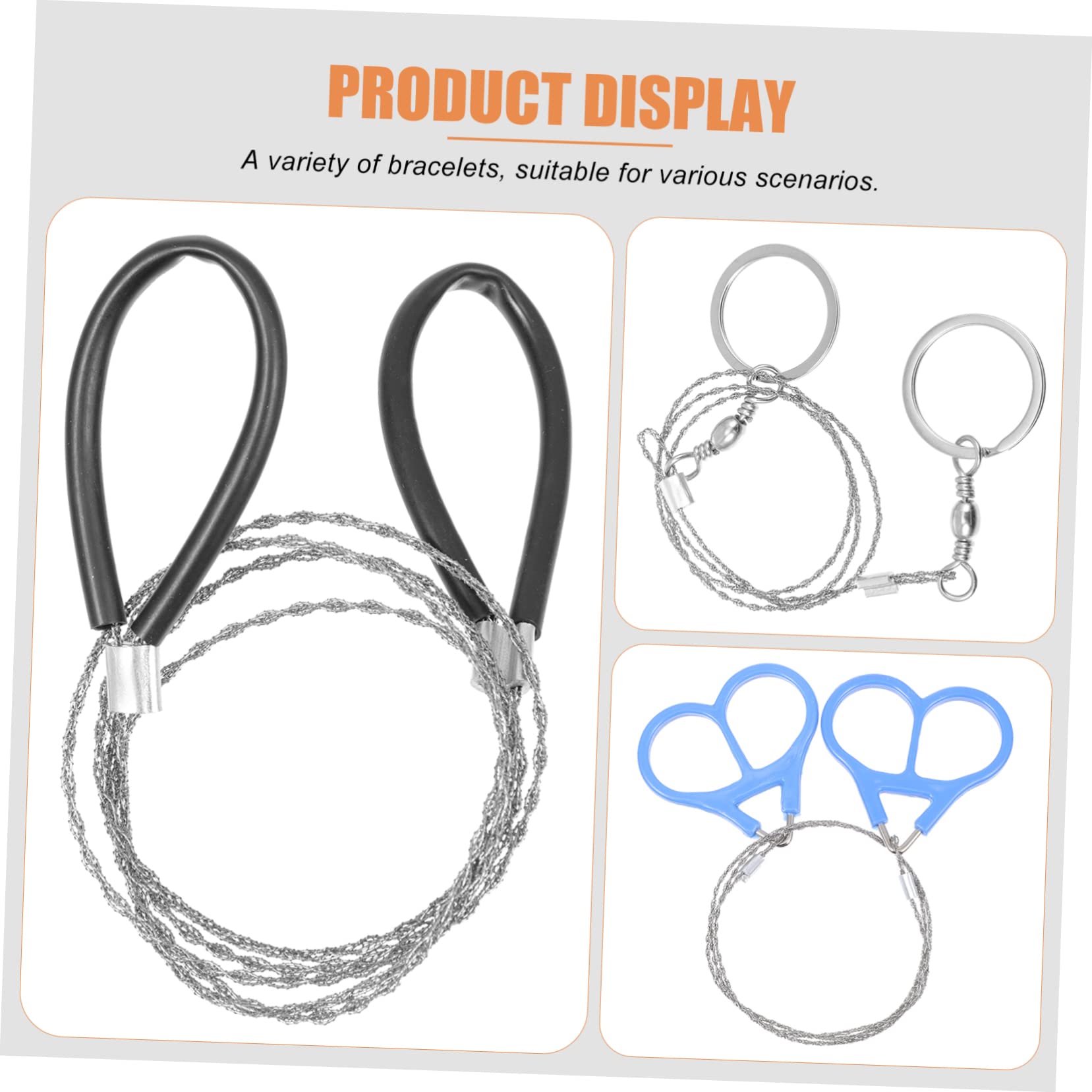 LIOOBO 1set Portable Emergency Wire Saws Durable Stainless Steel Cutters with Pull Rings for Outdoor Survival Gardening and Camping Use Silver 3pcs