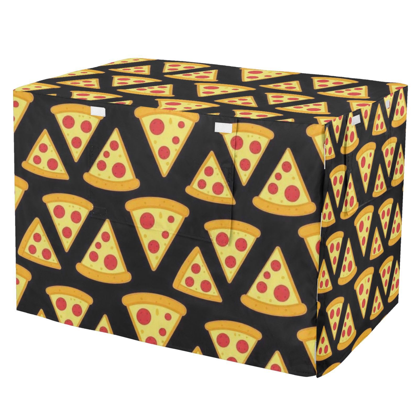 Housse de cage de chien S-XL Yummy Pepperoni double face avec fenêtre lavable