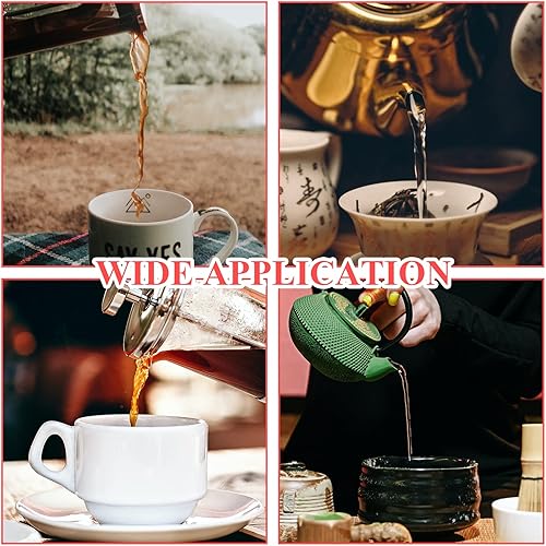 Miniatura 6 de Paquete de 2 cuencos coladores de té, filtro de té de hojas sueltas de acero inoxidable para boca de taza de 2.5 a 4 pulgadas, color plateado