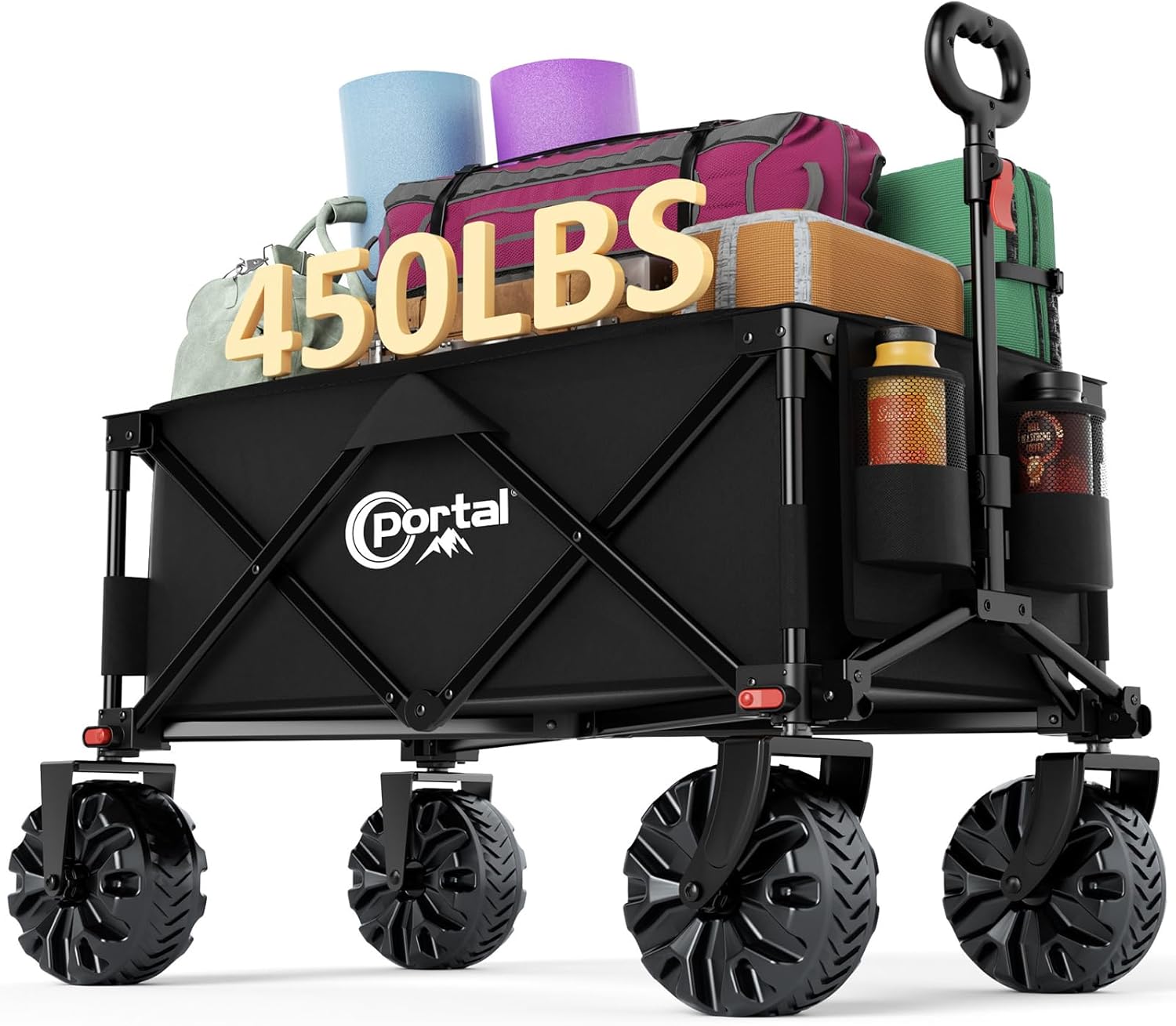 PORTAL Sammenklappelig strandvogn fyldt med campudstyr