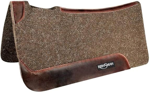 Reinsman Dark Wool Square Contour Pad | Durable All-Purpose Vented Wool Felt Shock-Absorbing Western Horse Saddle Pad | Ranch Riding, Horse Training & Equestrian Sport