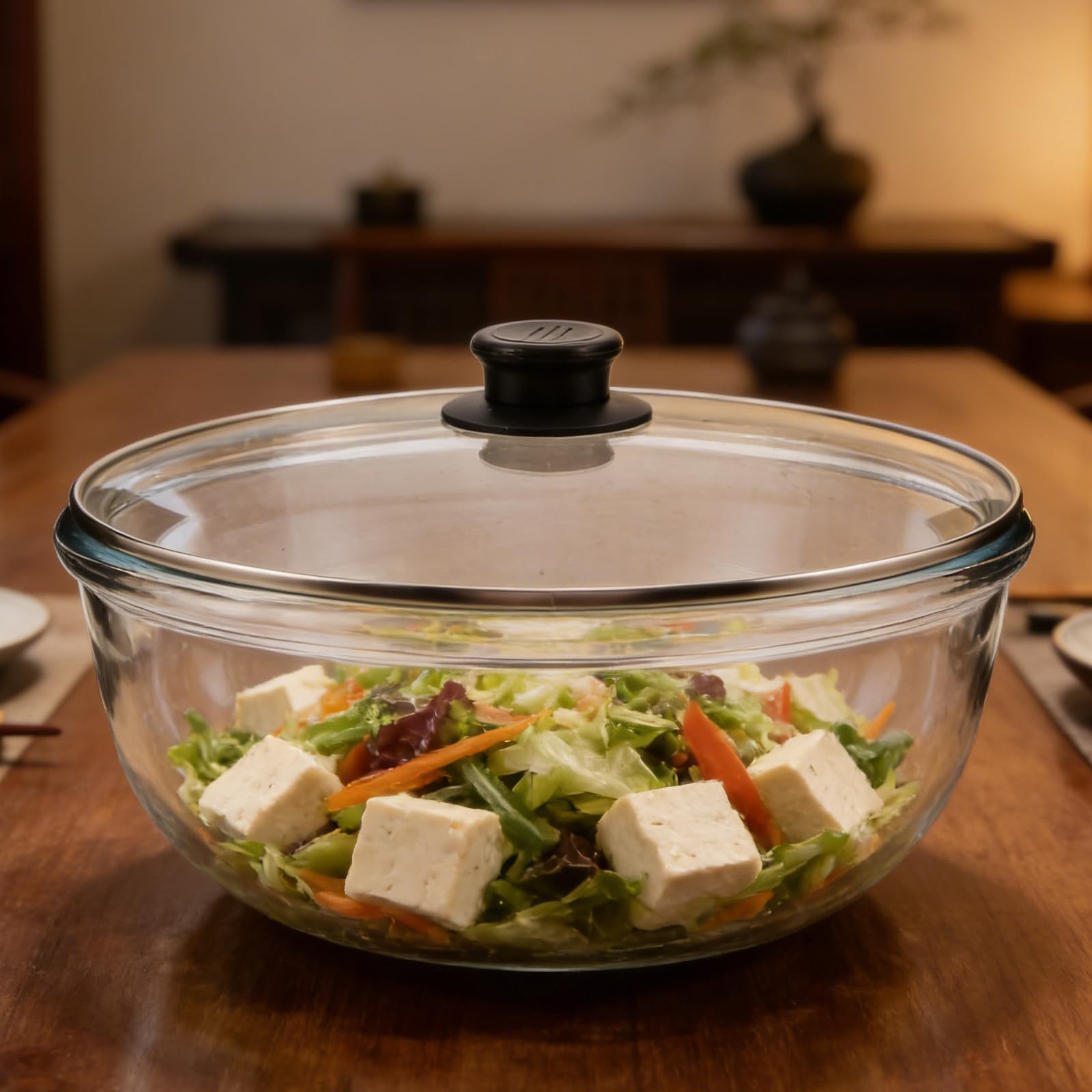 Sosoport Bol para Mezclar y Hornear Pan con Tapa Hermética, Cuenco de Vidrio de 5700 Ml para Cocina Multifuncional, Apto para Microondas y Lavavajillas