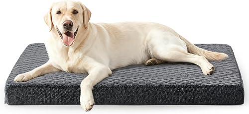 JOEJOY Cama ortopédica para perros XL, cama lavable de tamaño grande con funda extraíble, camas grandes de espuma viscoelástica para mascotas, gris,