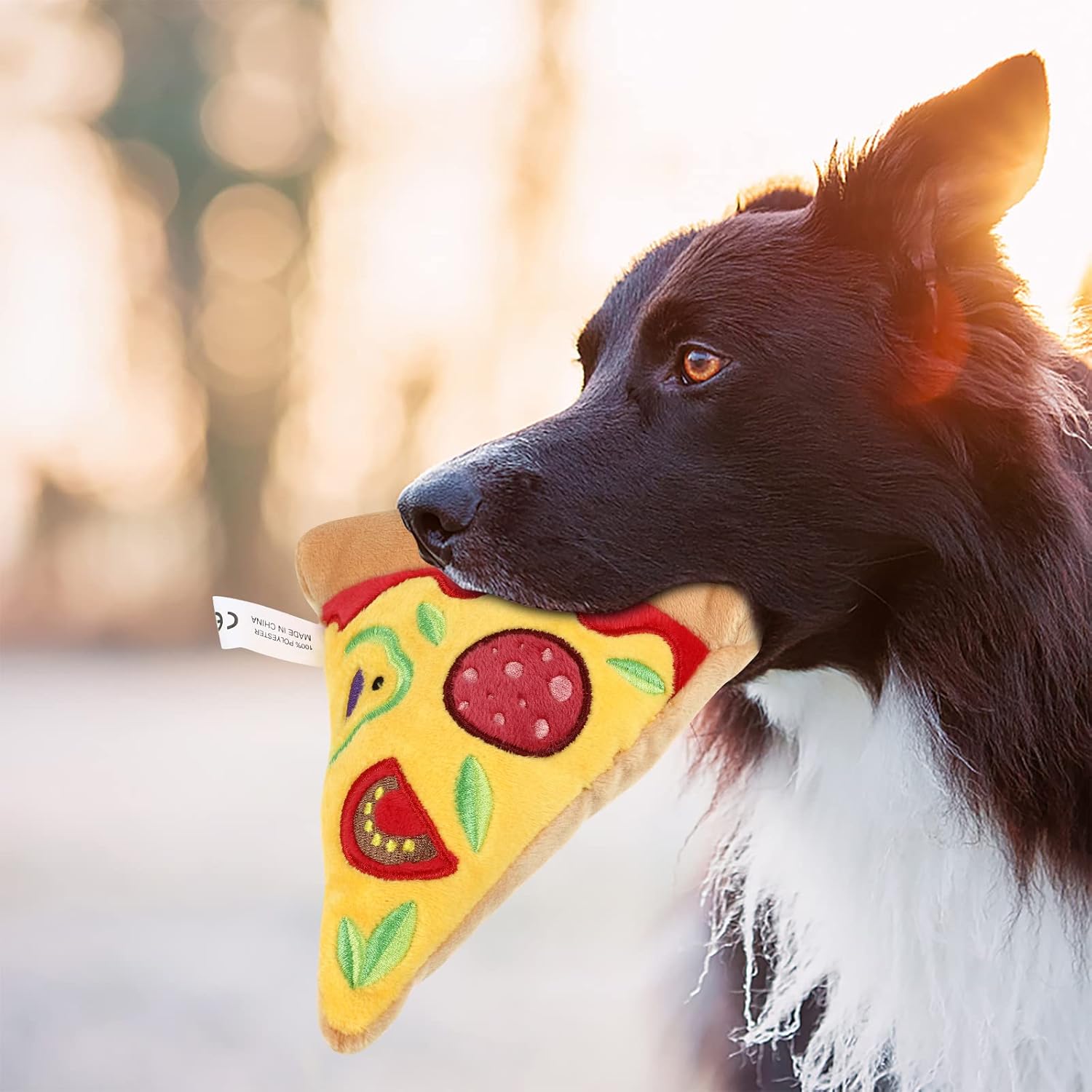 LOGOFUN 3pcs Dog Squeaky Toy Pizza Shaped Pet Squeaky Toy Puppy Chewing Toy Funny Puppy Biting Toy for Pet Playing Supplies