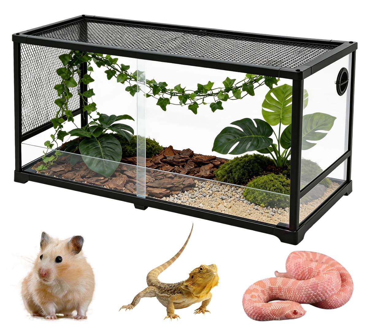 爬虫類ケージ　120×40×40 飼育　ケージ　飼育ケース　飼育ケージ　ペット Amazon | Pekaro 爬虫類飼育ケージ 360 度全景観察 強化ガラス製 幅 80