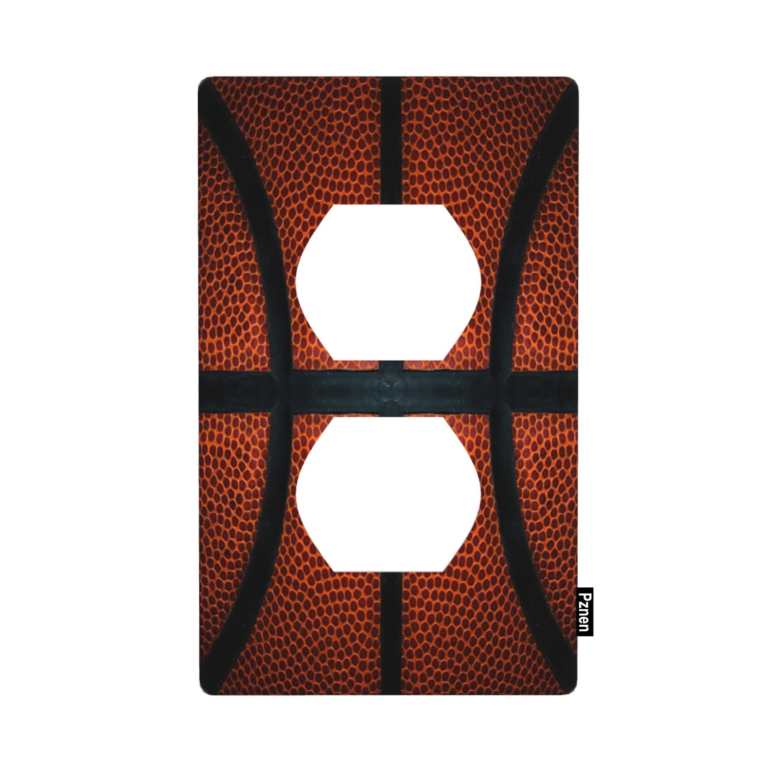 Pznen Basketball Outlet Covers Sports Boys Game Vintage Orange Black Basketball Texture 1-Gang Wall Plate Duplex Standard Receptacle Plug Cover for