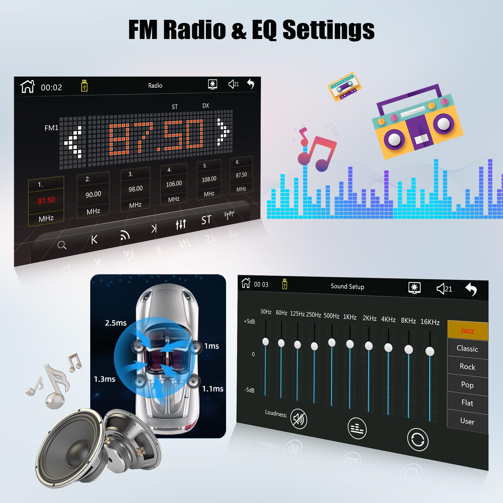 CAMECHO Autoradio 1 Din Wireless Carplay Android Auto Bluetooth 5.2 Radio con Schermo IPS Touchscreen HD da 6.8 Pollici con Mirror Link Comando al Volante + Connettori per Schede USB Type-c