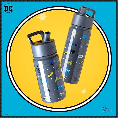 Miniatura 2 de Simple Modern Summit - Botella de agua infantil con tapa con pajilla, vaso de DC Comics de acero inoxidable de 14 onzas con aislamiento, para niños,
