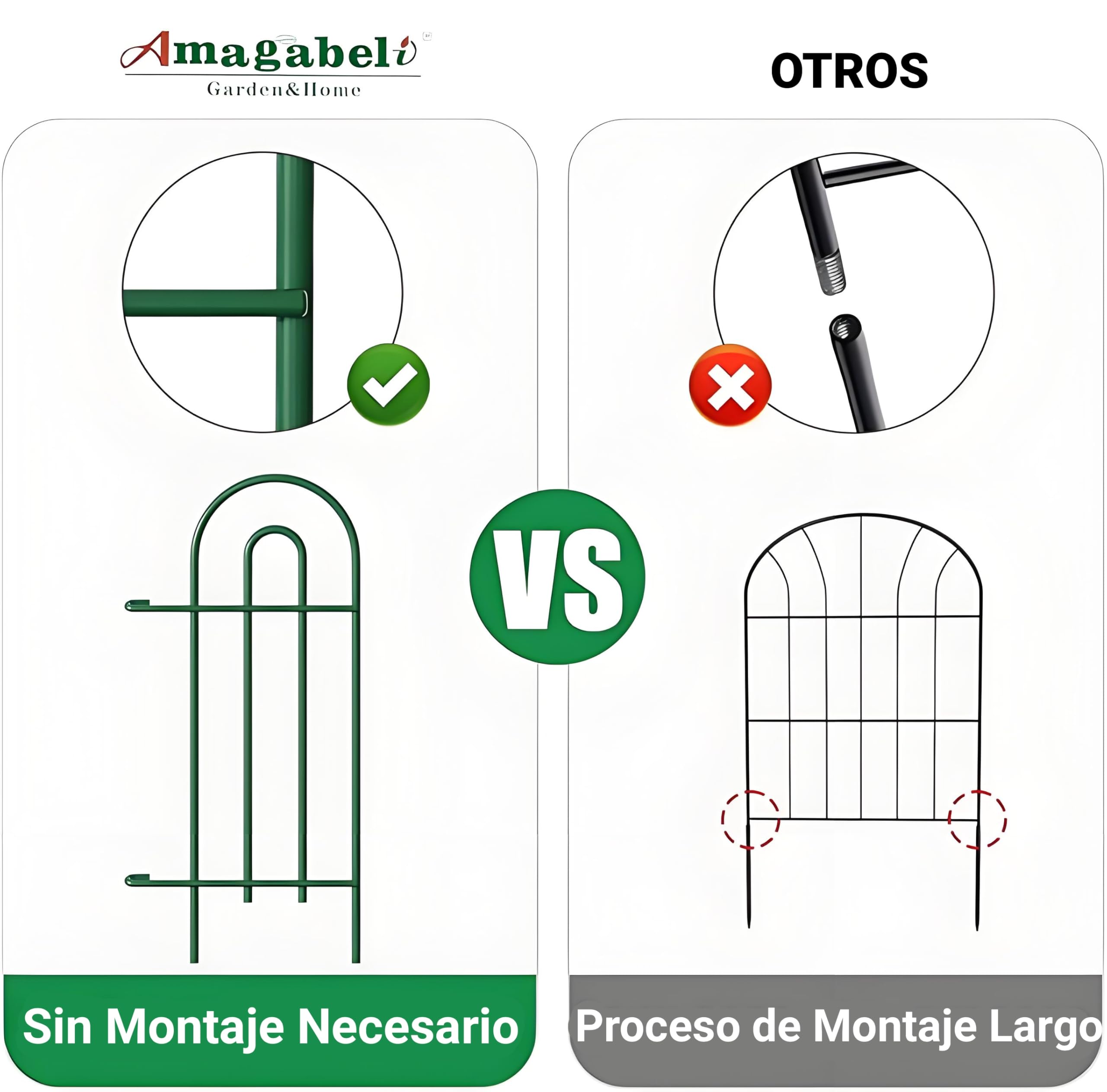 Amagabeli Garden Home 81CM X 602CM X 14PCS Vallas Decorativas para Jardín de Hierro Set de 14 Valla Metalica Rigida Hierro para Perros Jardín Metalicas Negro Barrera de Animales DA1132