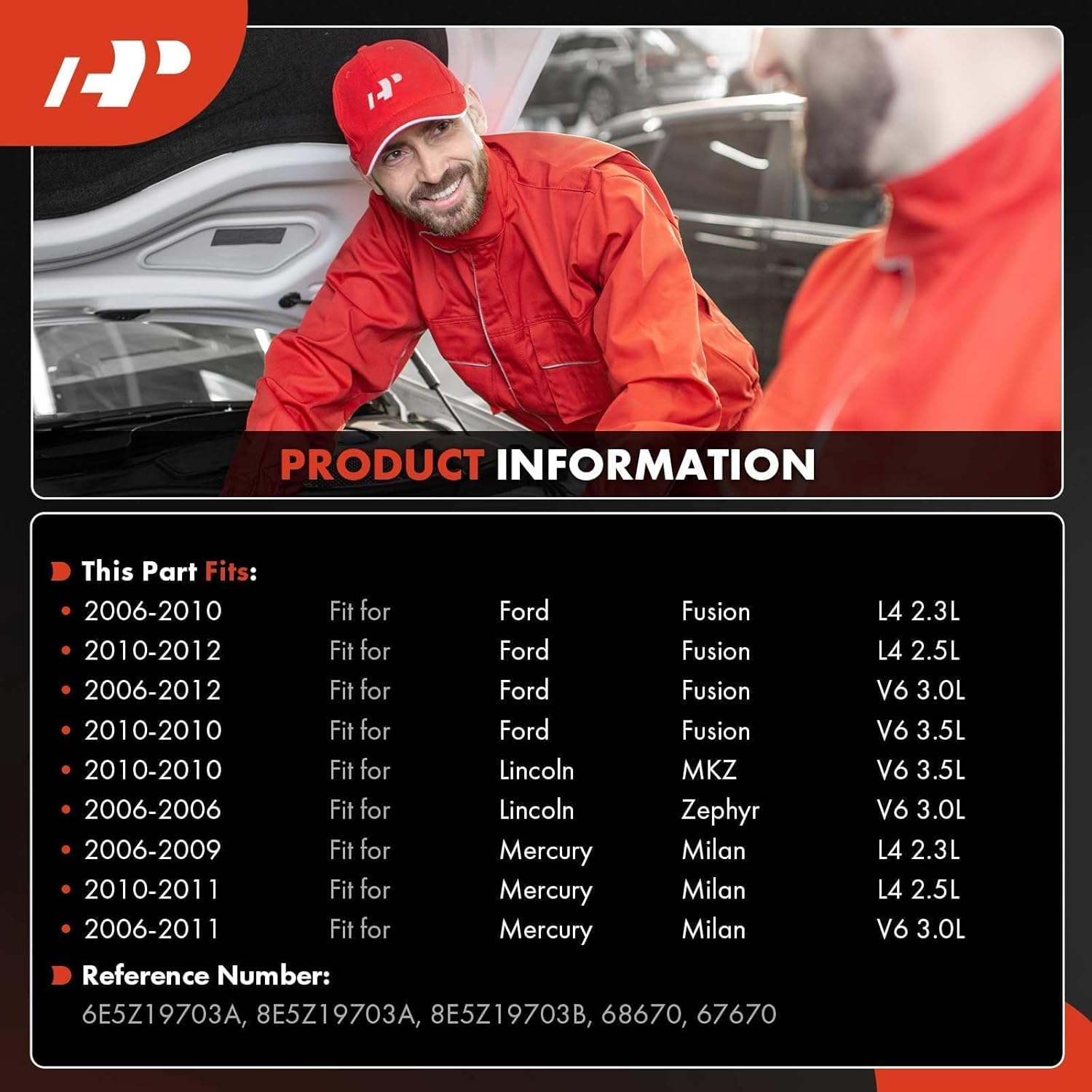 A-Premium Air Conditioner AC Compressor with Clutch Compatible with Ford Fusion 2006-2012, Lincoln MKZ 2010, Zephyr 2006, Mercury Milan 2006-2011, 5" Diameter Pulley