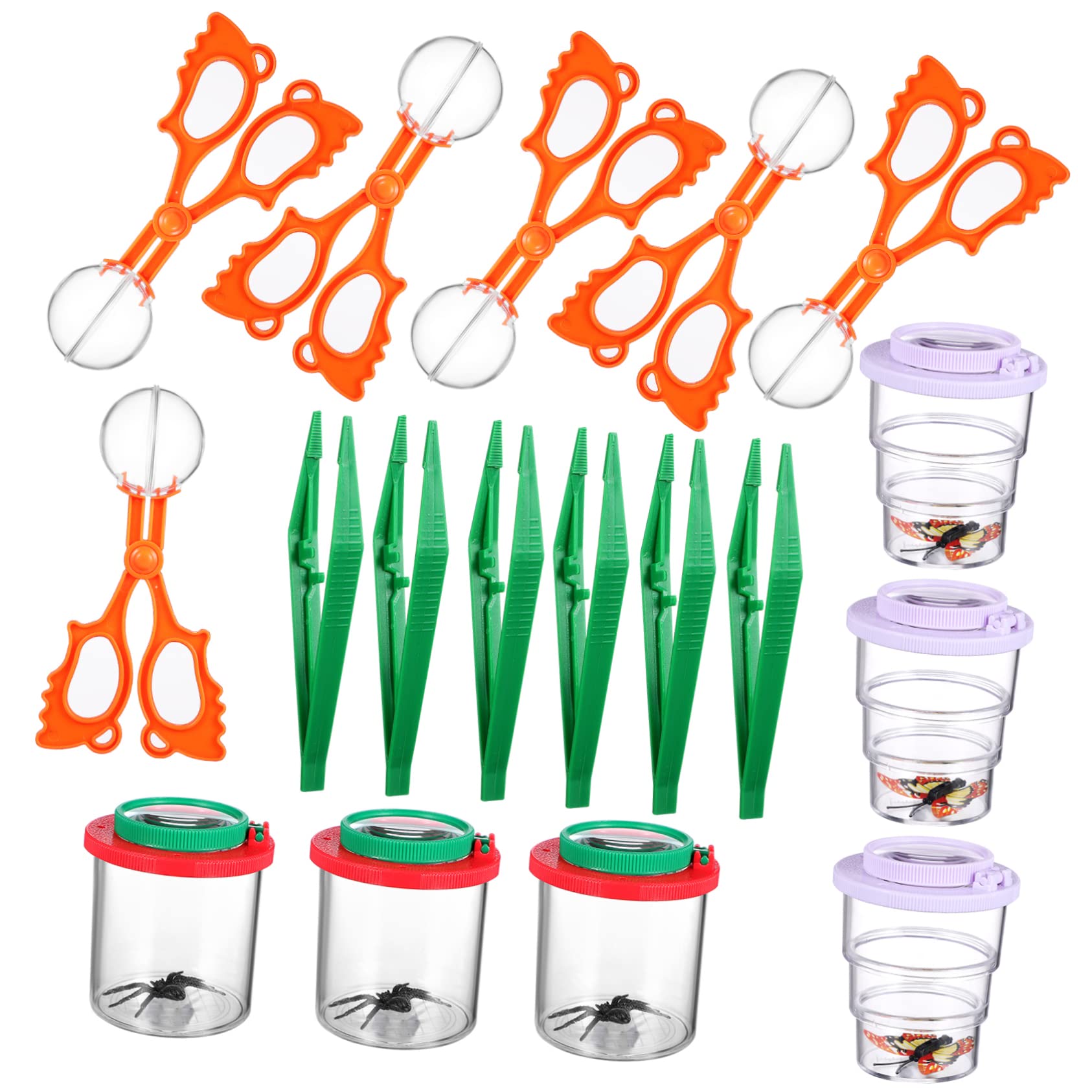 UPKOCH Kit de Capture D'insectes avec Loupe pour Garçon et Filles Ventilation en Plastique et Échantillon de Faux Insectes, pour L'observation Nature et L'exploration