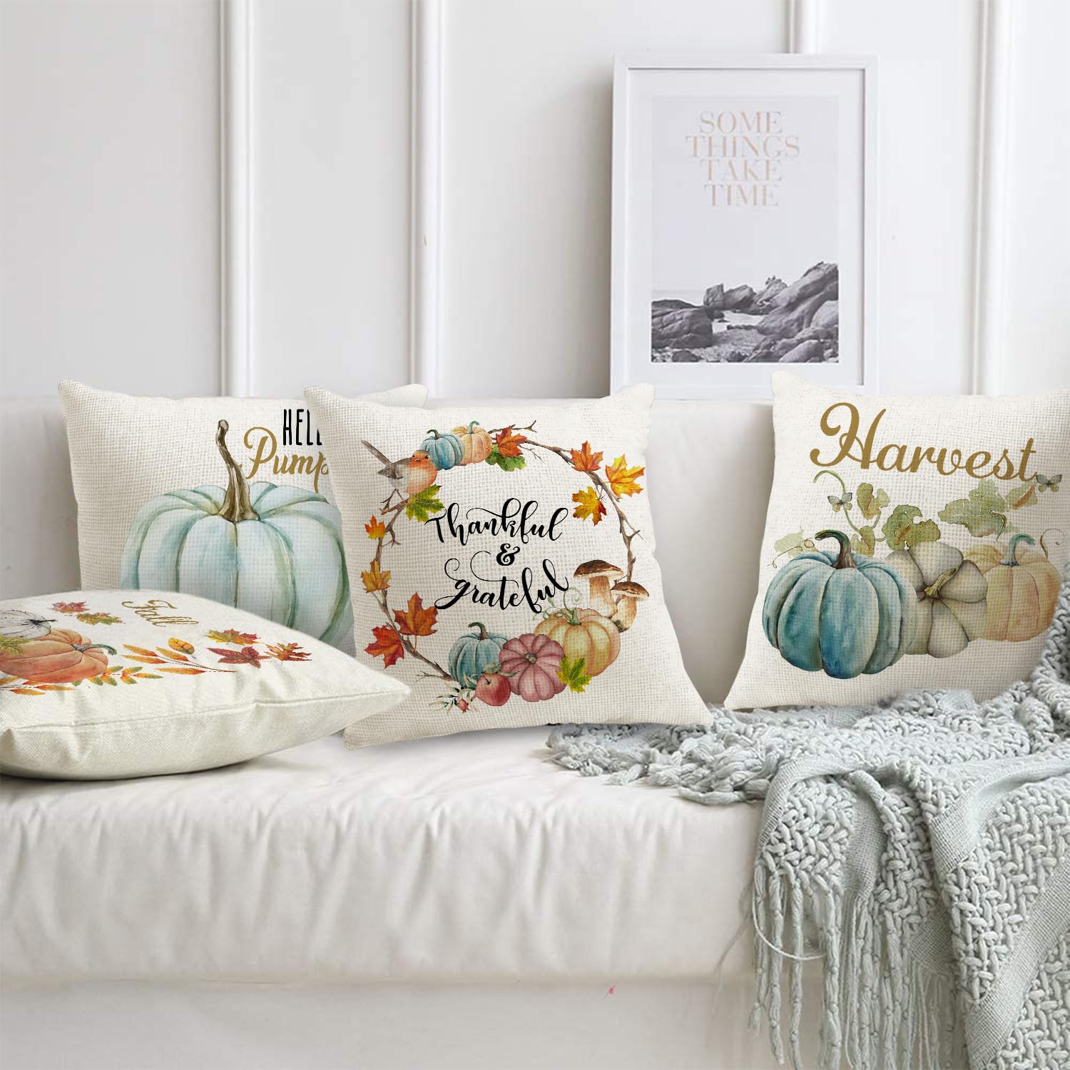 Inspirational Quotes - Set di 4 federe per cuscino con scritta in lingua inglese Vintage Ruls (40 x 40 cm) morbide per bambini, con inchiostro nero e inchiostro gotico