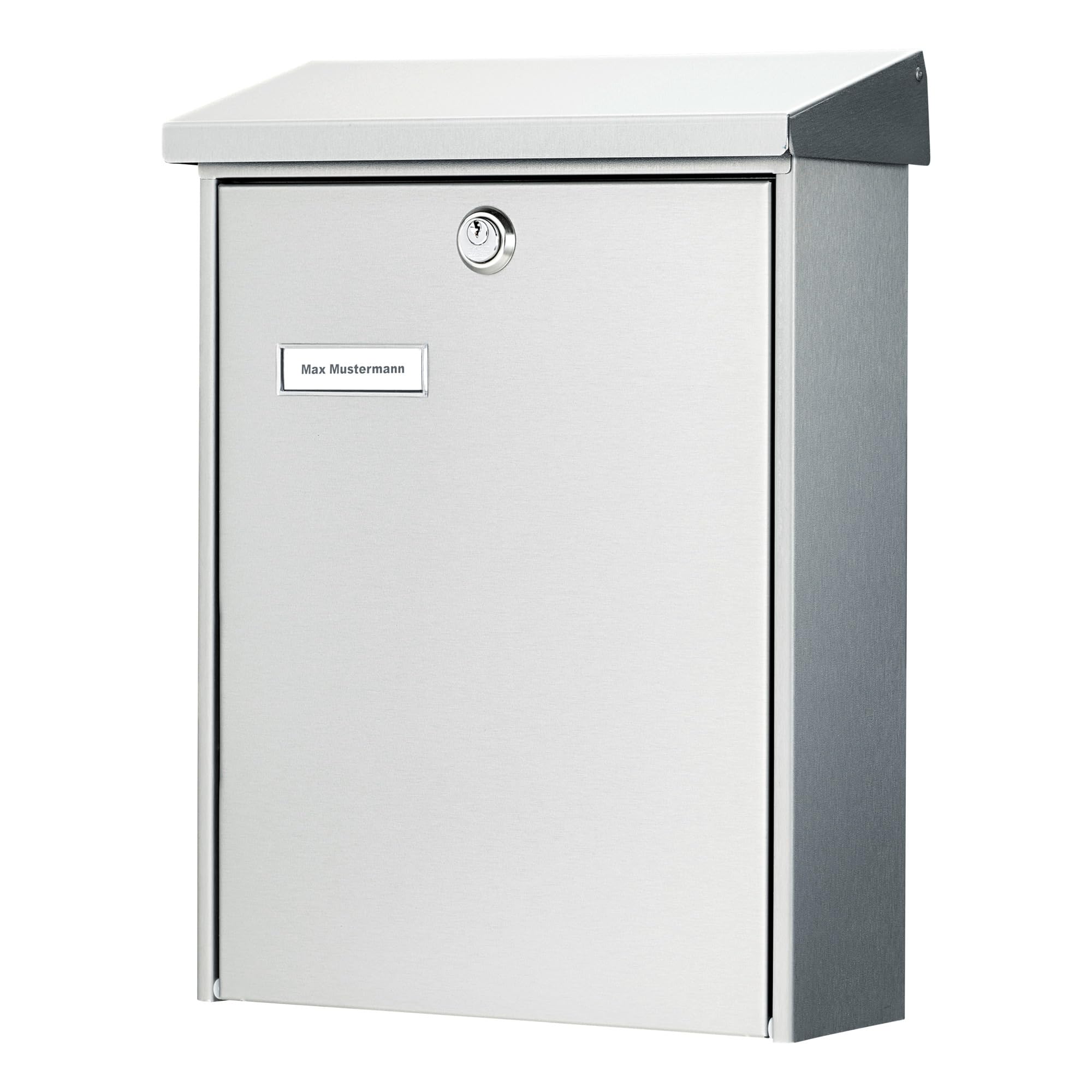 BURG-WÄCHTER Buzón sin portaperiódicos con placa para nombre, Acero inoxidable, Para formatos hasta DIN C4, Incl. 2 llaves, OSLO 3767 NI, Acero inoxidable