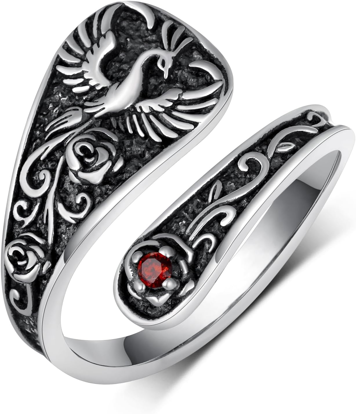 Spoon Rings for Women 925 Sterling Silver Mushroom/Phoenix/Snake/Cardinal/Octopus/Tree of Life/Sunflower/Highland Cow/Dragonfly/Dragon Vintage Thumb Rings Jewelry Gifts For Women