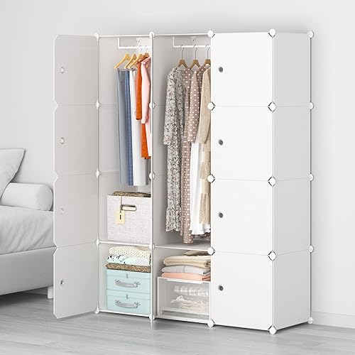 MAGINELS Armarios portátiles de 14 x 18 pulgadas de profundidad 12 cubos de almacenamiento armario de dormitorio organizador de almacenamiento