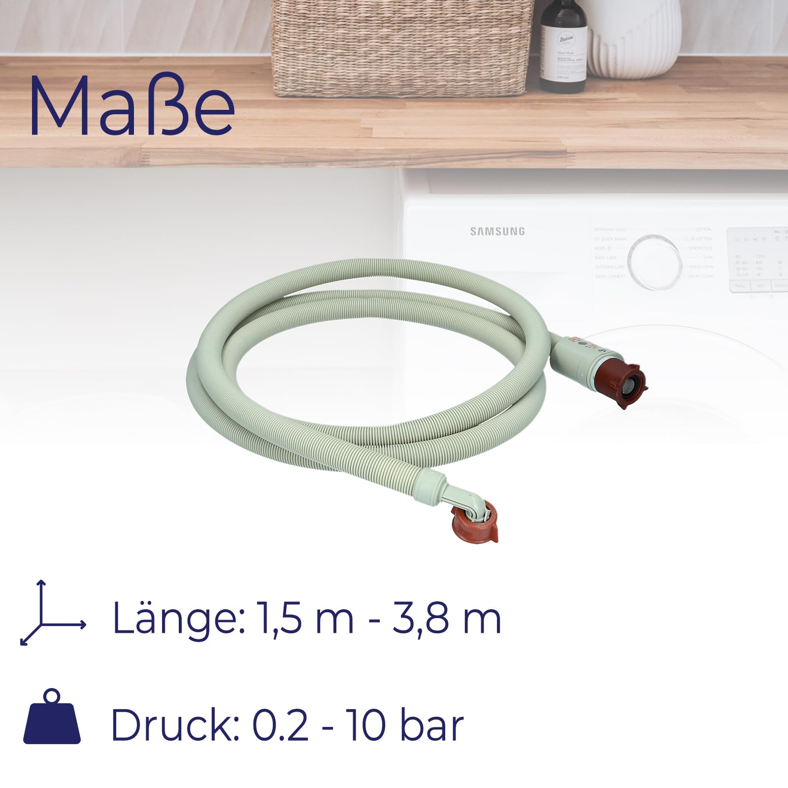 Universal Zulaufschlauch Aquastopschlauch Schlauch 3m Winkel/gerade für Waschmaschine Spülmaschine Geschirrspüler mit 3/4 Zoll Anschluß kompatibel für nahezu alle Marken