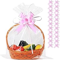 Vista 1 de UltraOutlet Paquete de 50 bolsas grandes de celofán de 18 x 24 pulgadas, cesta de regalo de celofán transparente, 2.3 mil de grosor, bolsas