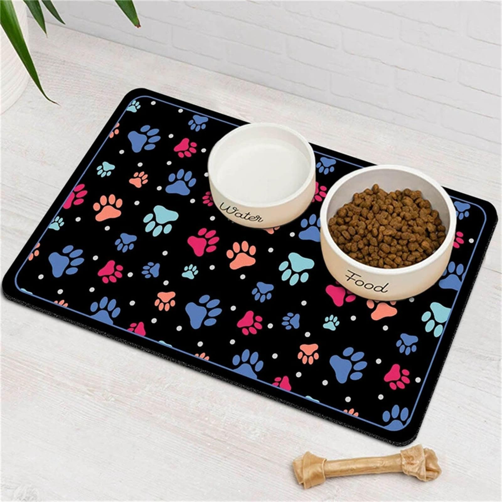 Tappetino Sotto Ciotola Cane Grande, Tappetini Sottociotola per Cane/Cani/Gatto Cibo Assorbente Asciugatura Rapida (Colorato C,80x120cm)