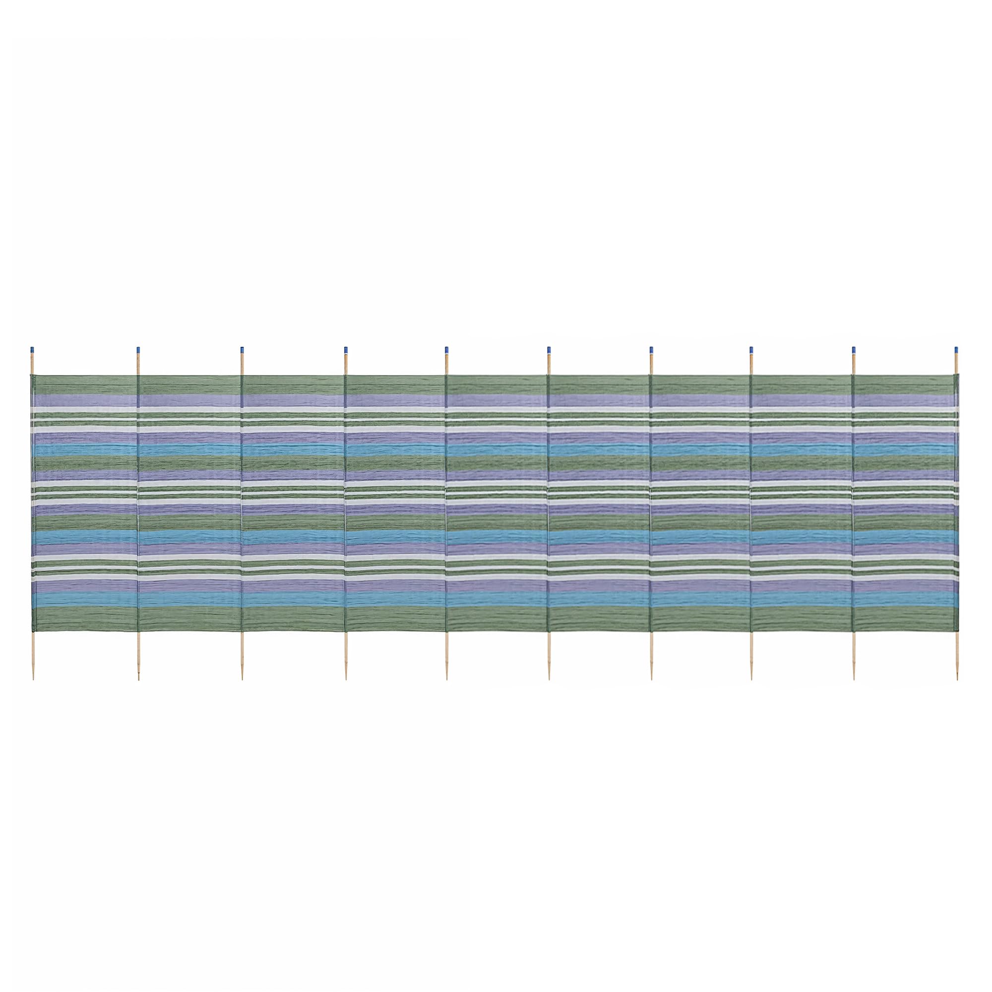 Wind Breakers Camping Multi-Colored with 4 5 6 8 10 Wooden Poles – Heavy Duty Windbreak for Beach, Garden, Caravans & Festivals – Lightweight Outdoor Privacy Screen for Comfort & Shelter (10 pole)