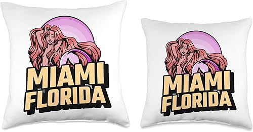 Miniatura 3 de Miami Florida USA Sunset Mermaid Miami Florida Throw Pillow, 18x18, Multicolor