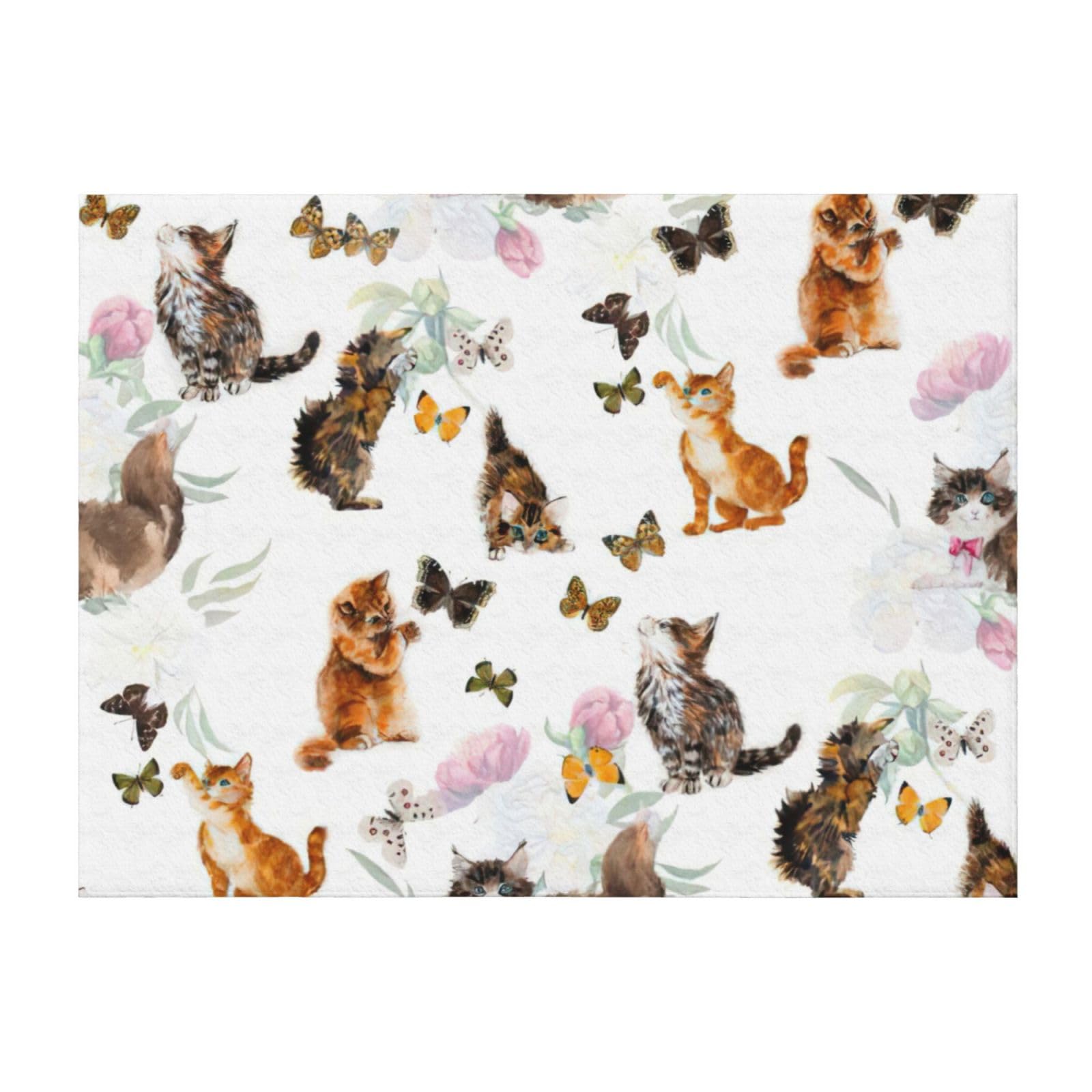 Couverture de lit EdWal microfibre chaton papillon légère