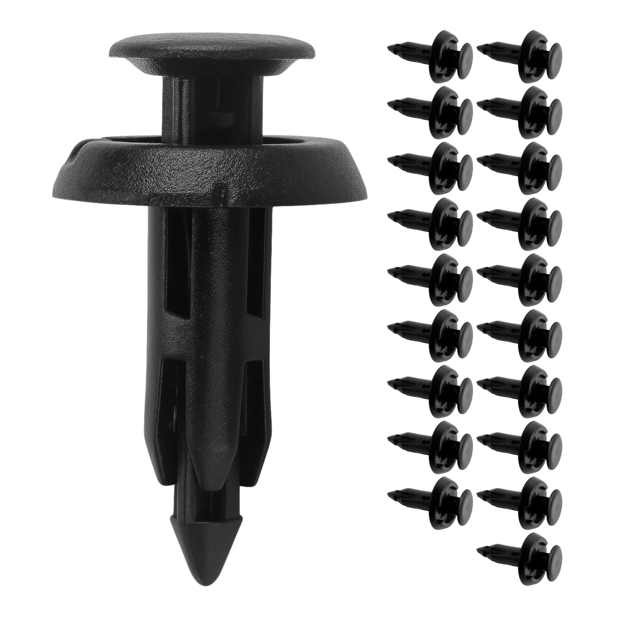 30 Clip Fissaggio Auto Per Paraurti – Foro 6 Mm, Testa 18 Mm, Nero