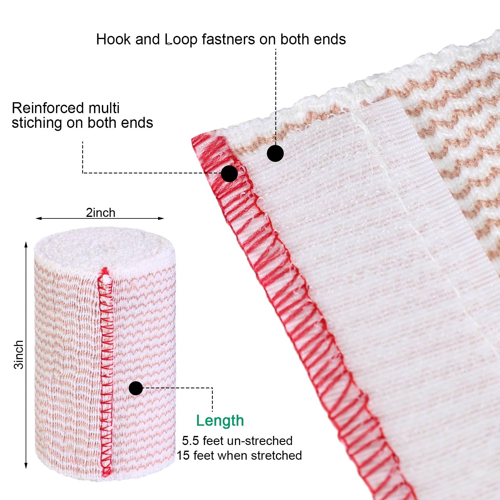 LEIFIDE 36 Pack Compression Bandage Wrap Self Closure,3 Inch,Red Trim — Amazon image 2
