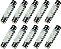 Vista 8 de PA LED 4 x LED 5050 3SMD Fuse Festoon Bulb Dome Interior Luz Interior Coche Visera Solar Espejo Luz 1.220 in (blanco)