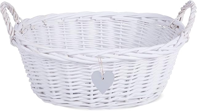 Wicker Basket Newborn Baby Gift Hamper Retail Display Basket Christmas Basket Bathroom Storage Basket Nursery Room Storage Basket (White)