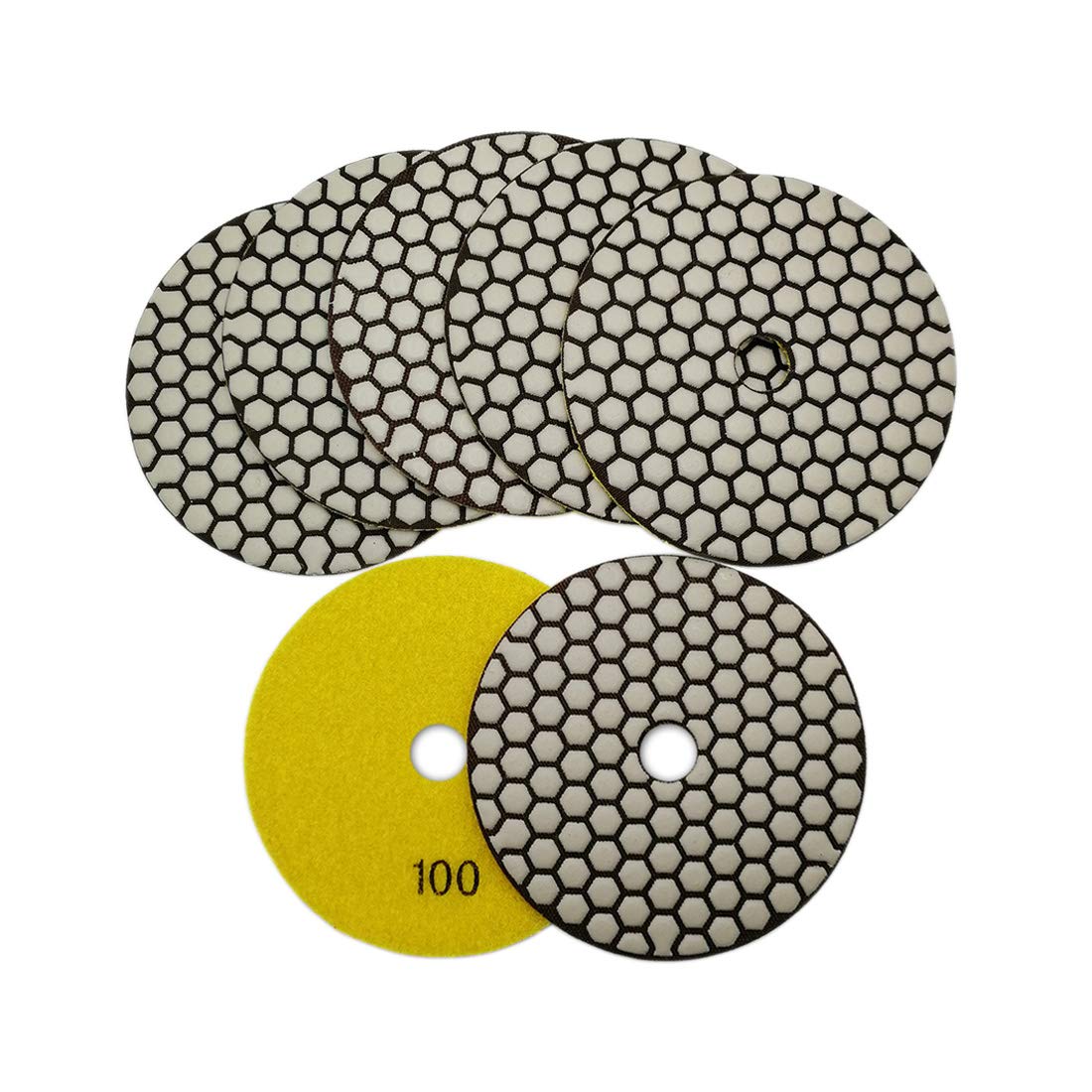 SHDIATOOL Almohadillas de pulido de diamante seco de 12,7 cm, grano 100, para granito, mármol, cuarzo, paquete de 7