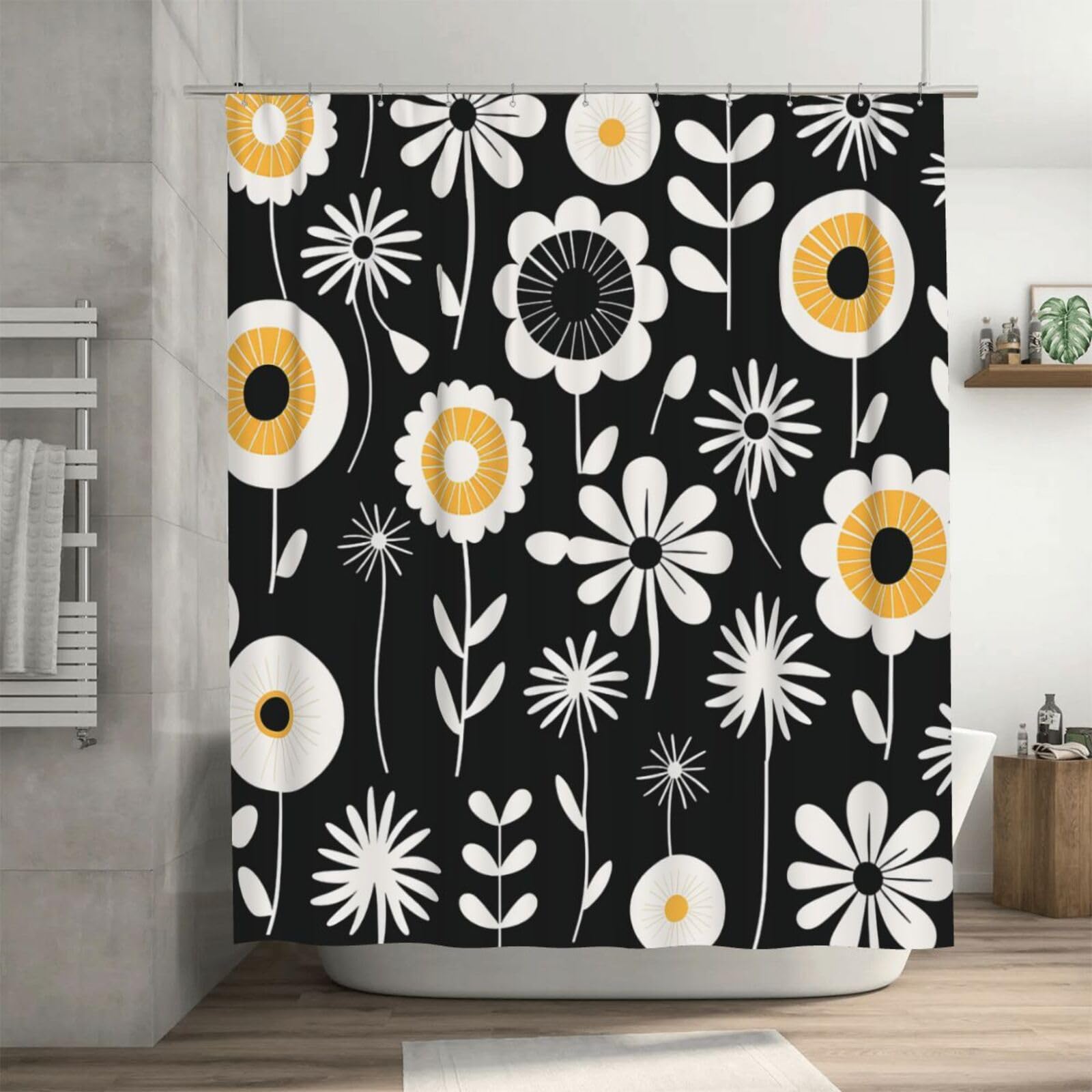 Rideau de douche de qualité supérieure au design floral raffiné