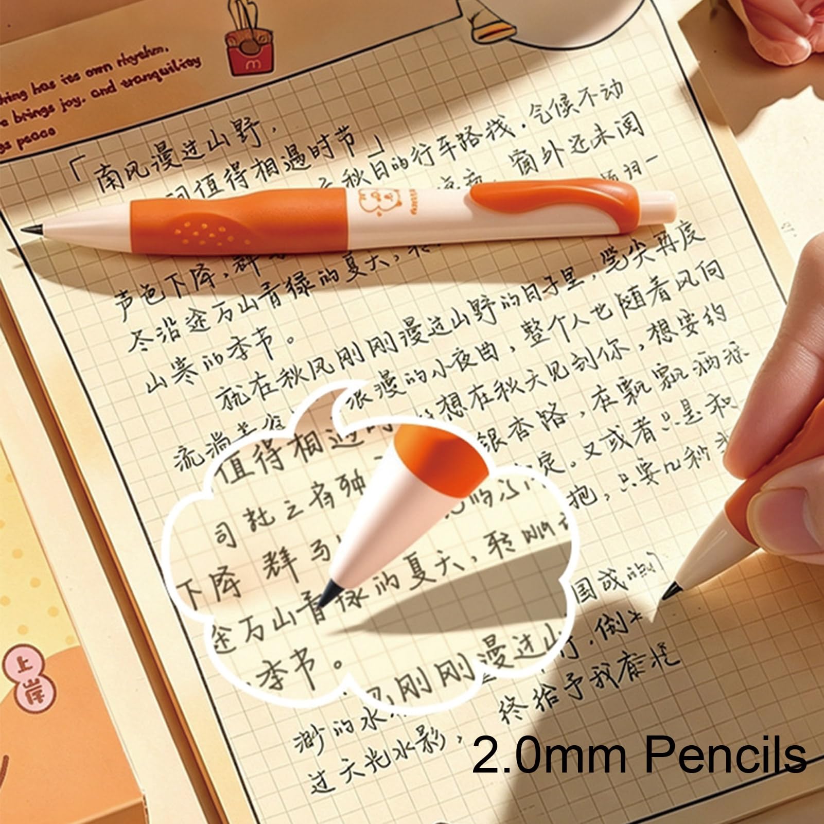 MOZXIRZ Joli porte-mine Capybara avec recharges et gommes, 2 mm, porte-mine kawaii de dessin animé pour étudiants, femmes, hommes, fournitures scolaires (Capybara)