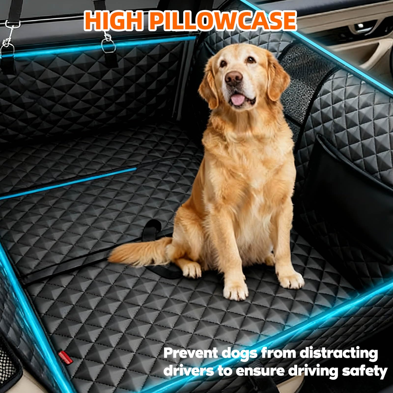 Dog Car Seat Cover-Large Space,Back Seat Extender for Dogs,Car Seat Protector,Car Seat Cover Hard Bottom Holds 400 lbs,Upgraded Material Waterproof Pet Car Bed Dog Hammock for Car, SUV,Truck - image 4