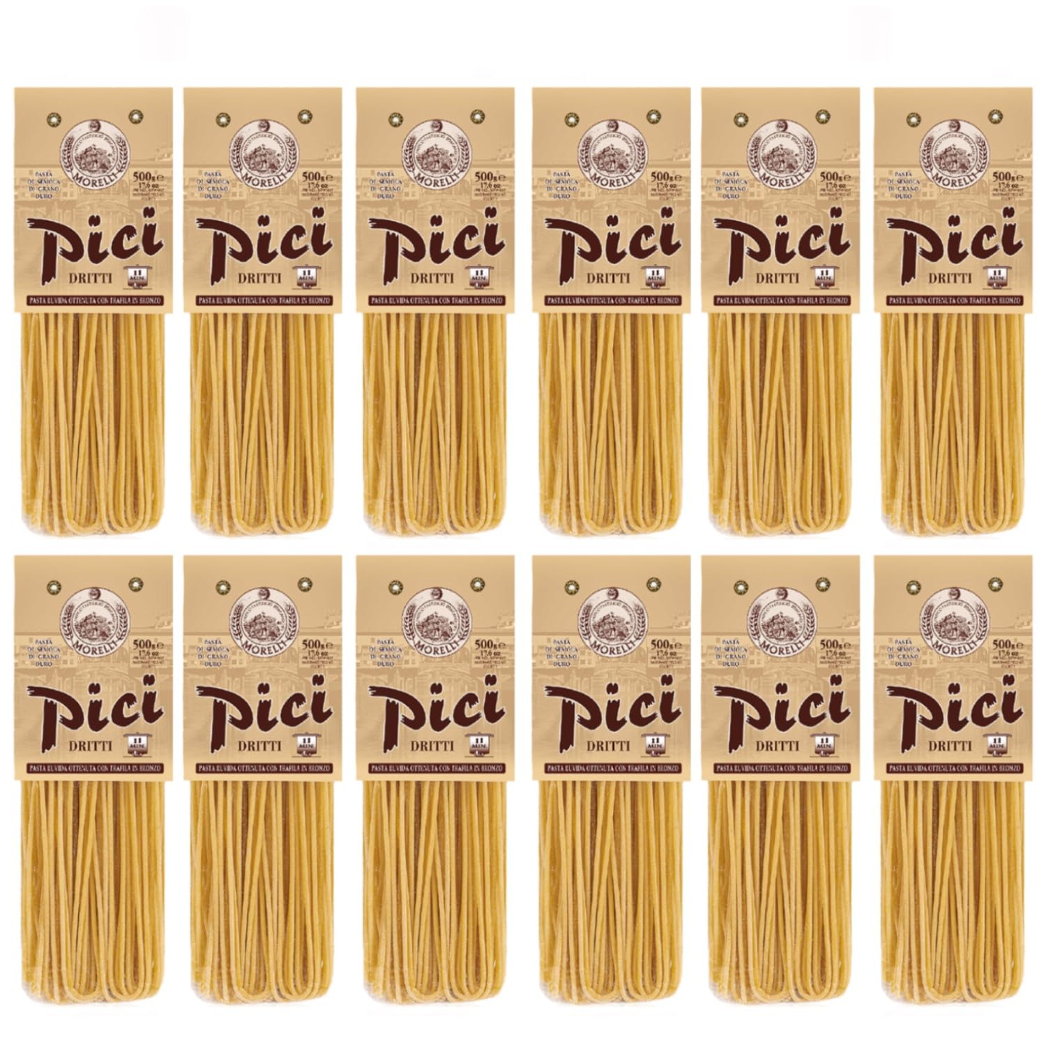 Morelli Pici Dritti Pasta Nudeln Italien inkl. FeinWert E-Book (12 x 500g)