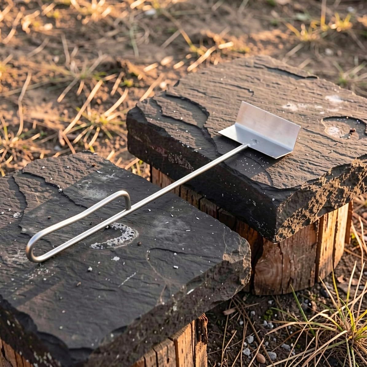 Fireplace Ash Shovel Curved Blade with Long Handle, Stainless Steel