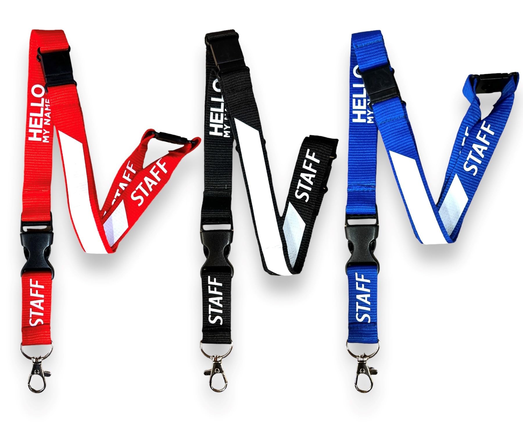 PAC Supplies Global STAFF Personalisable Lanyard With 3 Point Safety Breakaway (1 Lanyard, Blue)