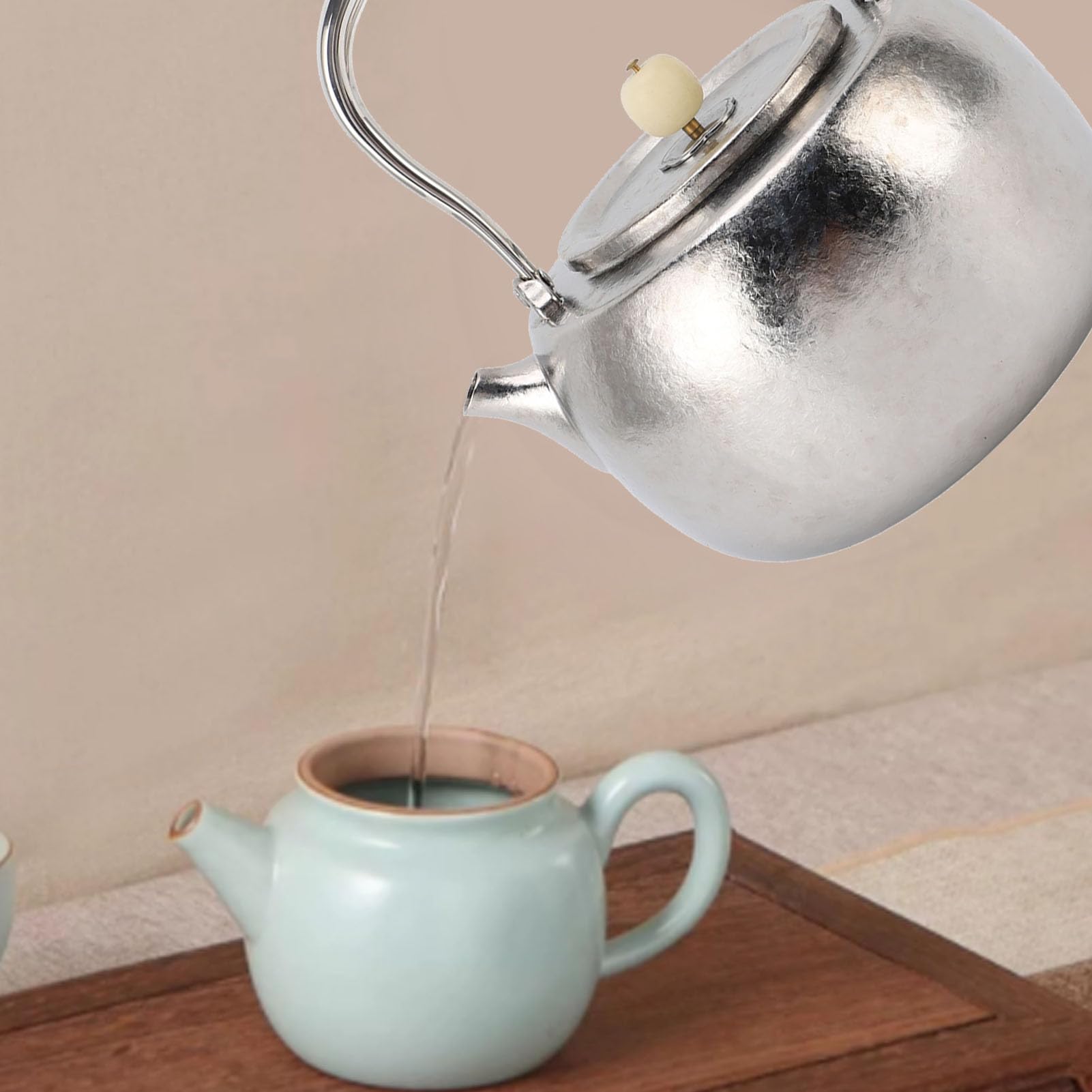 FILFEEL Czajnik do Herbaty Pure Ti z płytą kuchenną 1100 Ml – Czajnik do Gotowania TA1 na Kemping, Gaz i indukcję – Nierdzewny, Lekki, łatwy w Użyciu Dzbanek na herbatę
