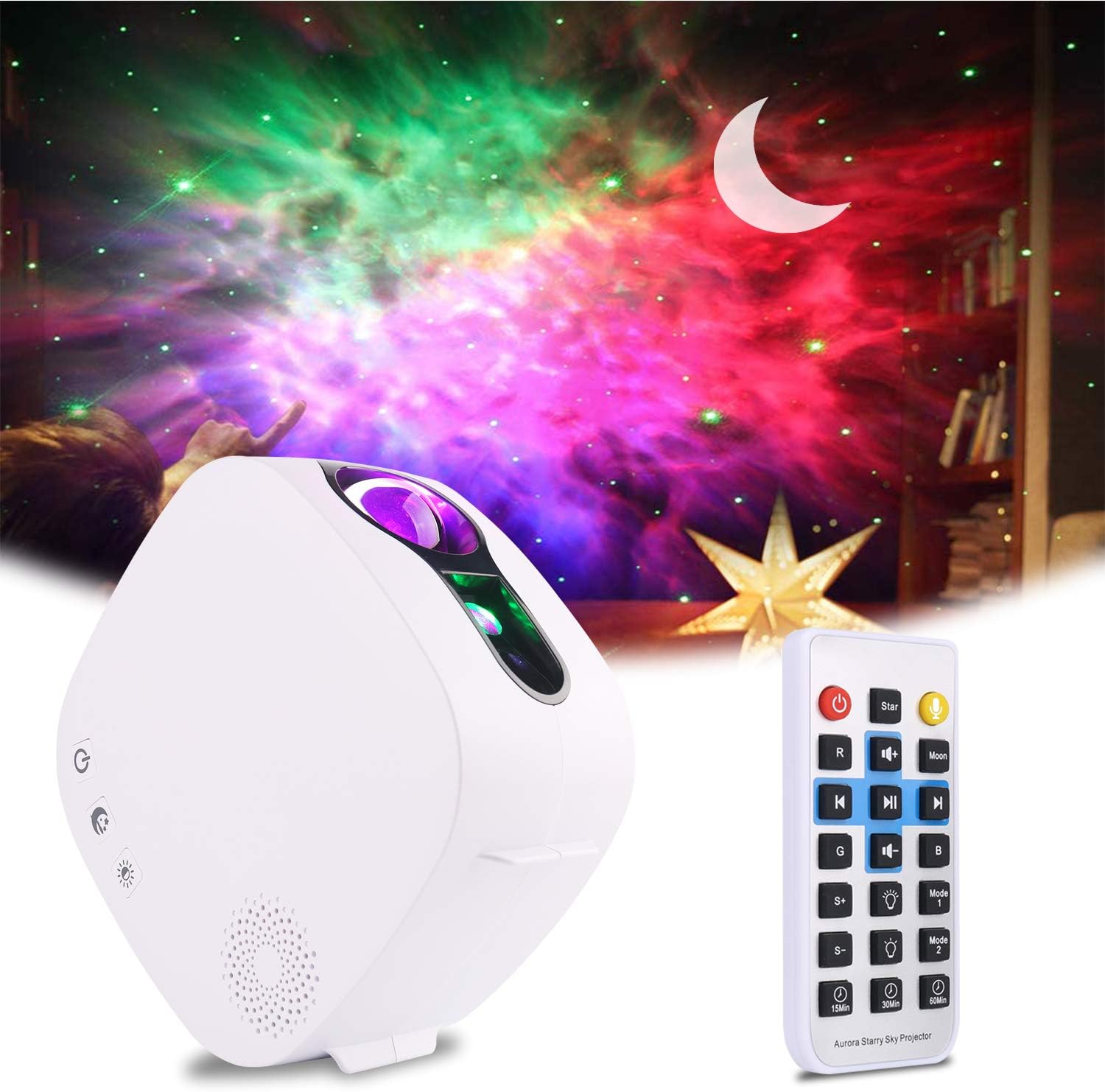 Starry Sky Projector Lamp LED Night Light, LUXONIC 4 in 1 Star Sky Lamp with RF Remote Control 360 ° Rotatable Star Light Night Lamp Bluetooth Speaker Star Projector Light For Children