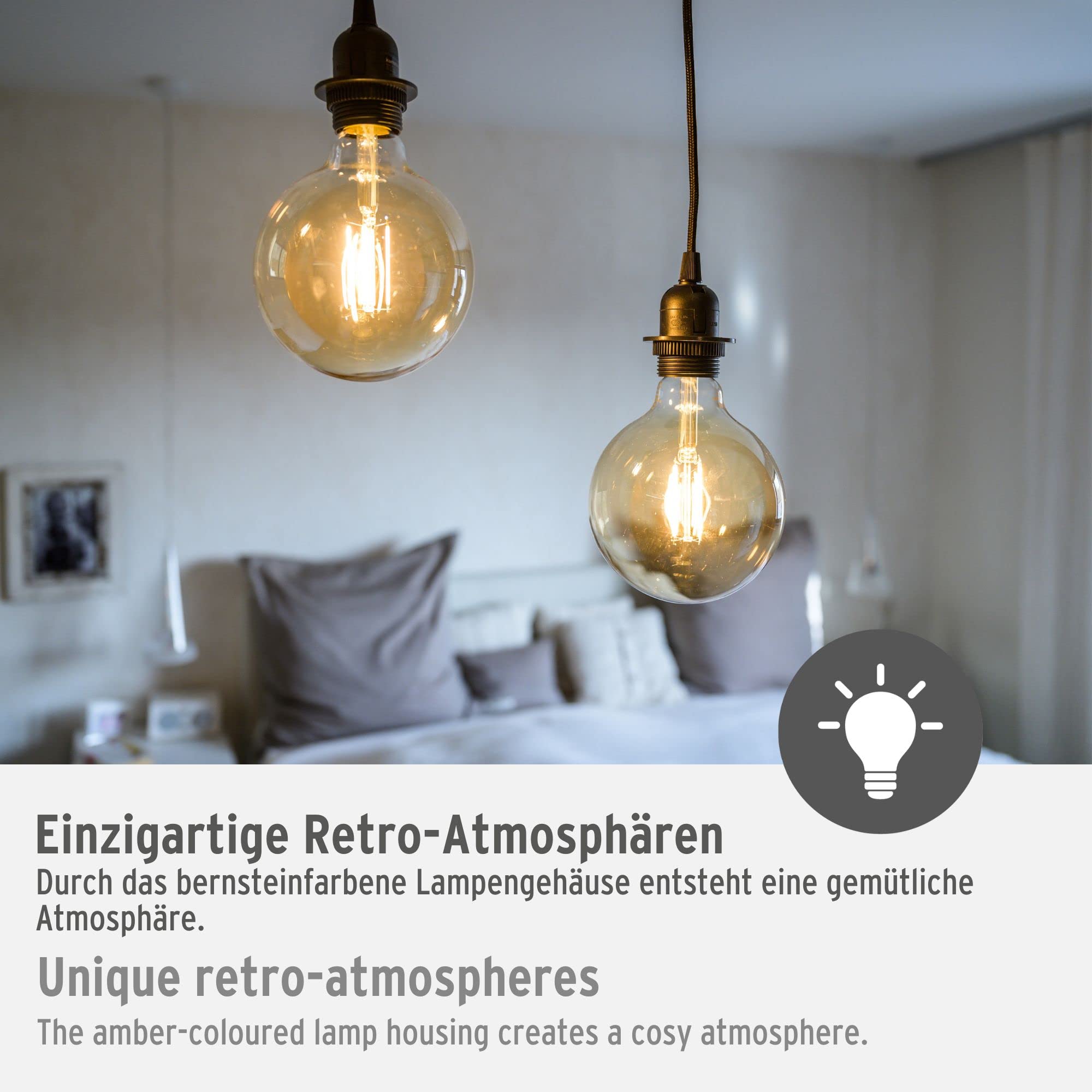 Brennenstuhl Connect WiFi Bombilla filamento LED Globe (Bombilla inteligente, compatible con Amazon Alexa y Google Assistant, bombilla E27, 470lm, 4,9W, luz cálida 2200K, luz regulable, vintage)