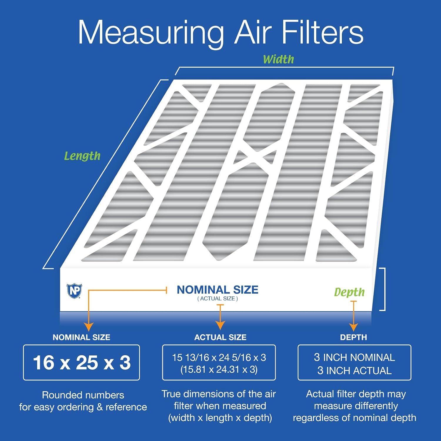 Nordic Pure 16x25x3 Pleated MERV 8 Plus Carbon Air Filter 1 Pack image 2