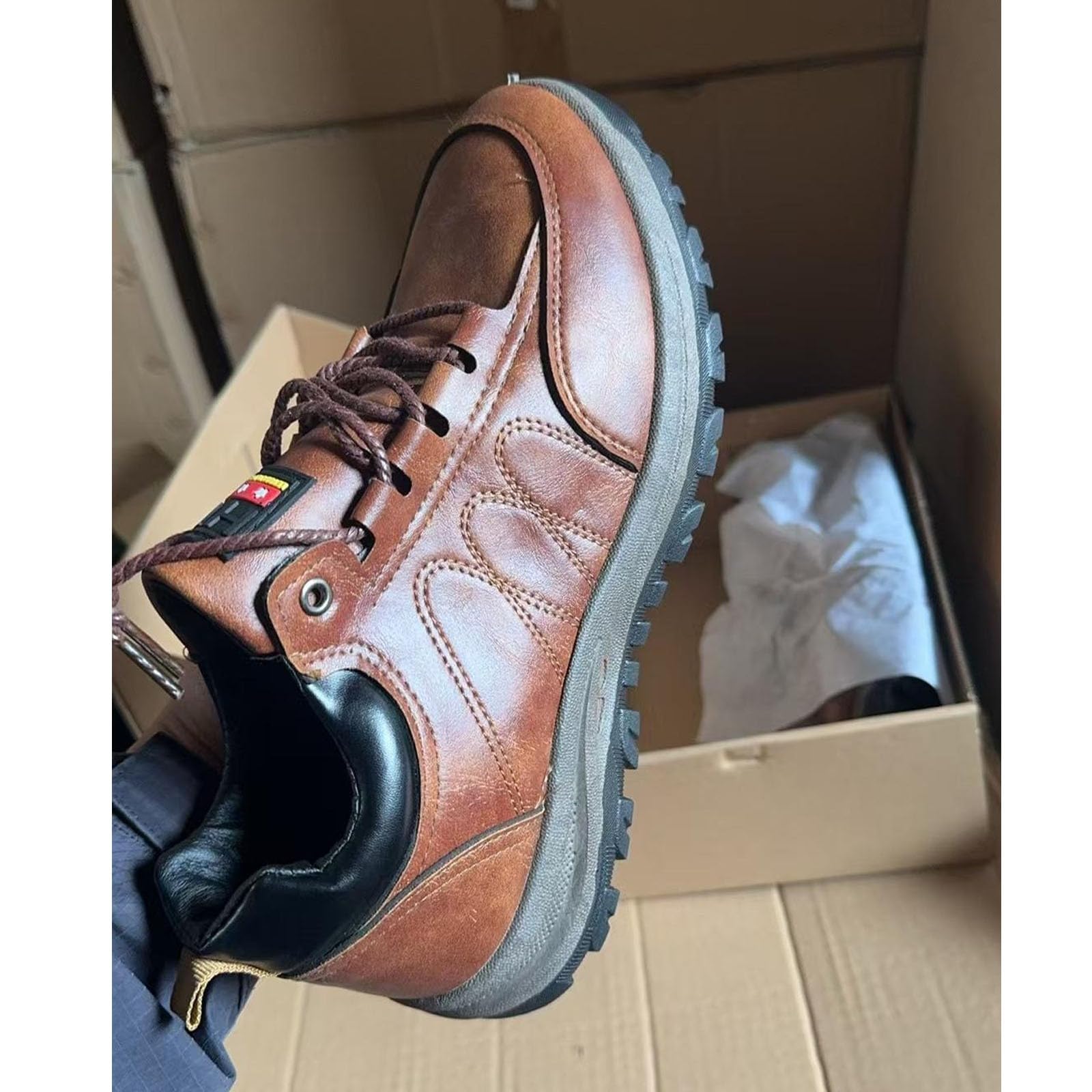 Mocasines casuales de cuero para hombre, hechos a mano, antideslizantes, con soporte de arco, zapatos cómodos para el trabajo, senderismo, zapatos deportivos para hombre